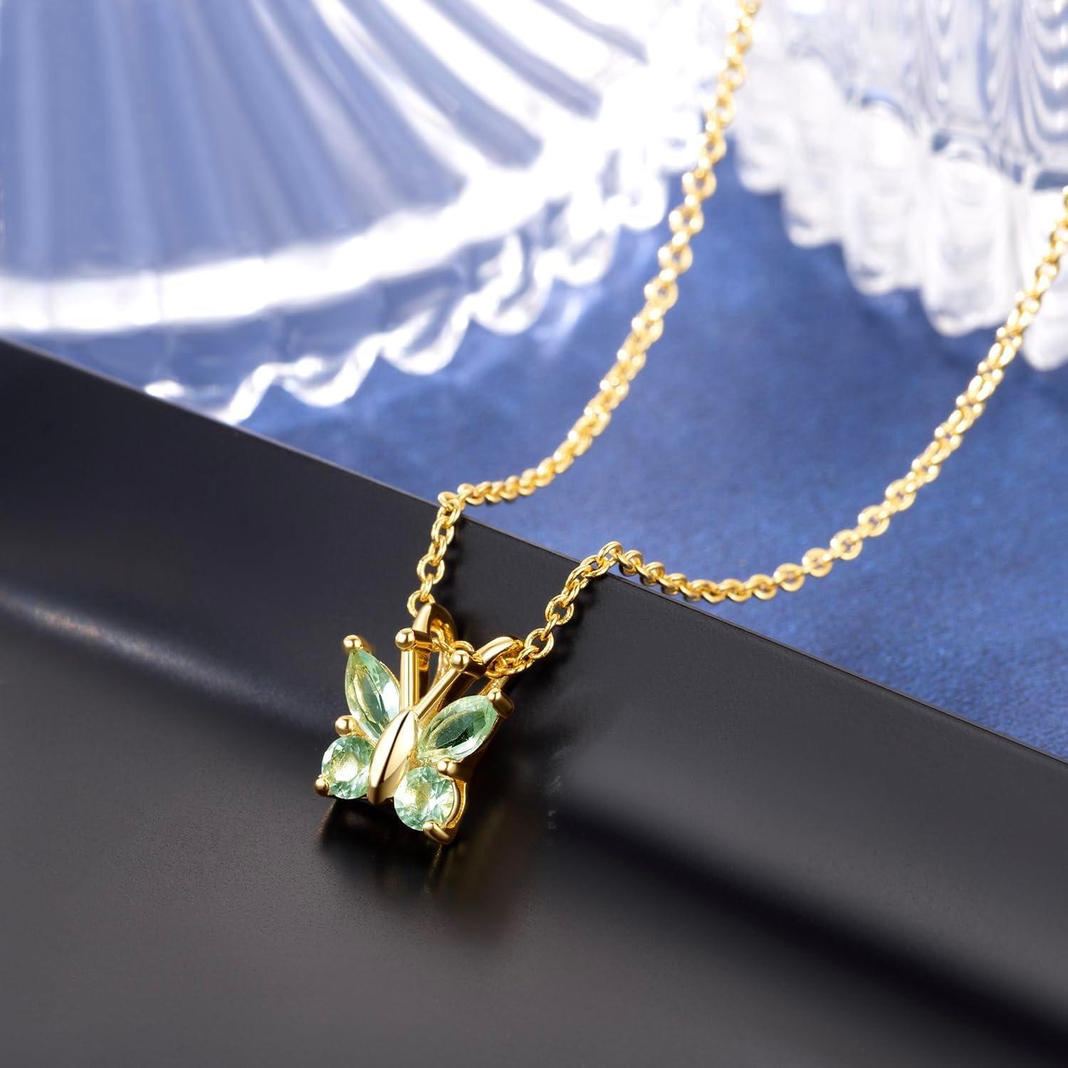 Collar Colgante Mariposa 14K Chantel Yorke Oro CZ Azul