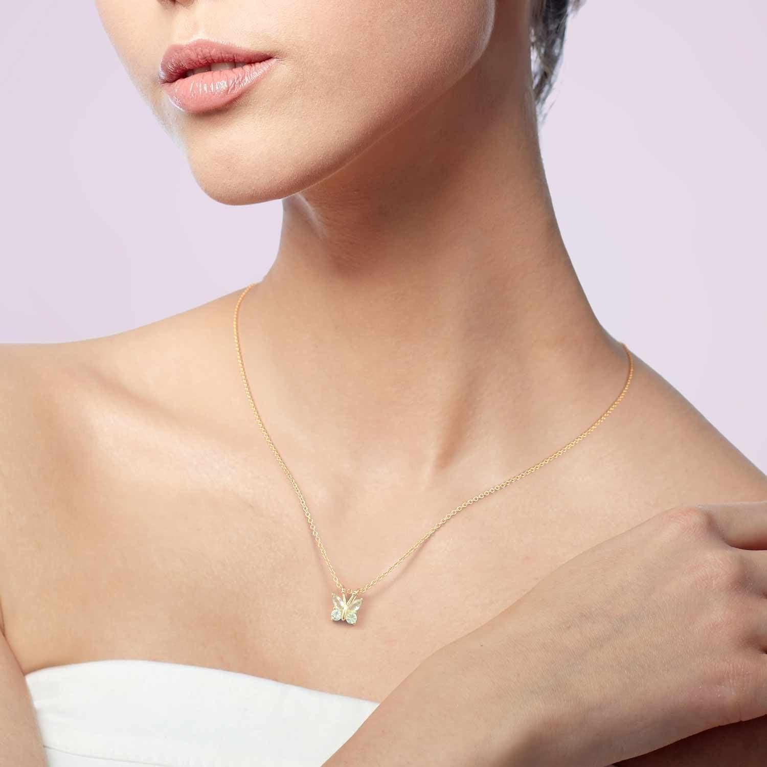 Collar Colgante Mariposa 14K Chantel Yorke Oro CZ Azul