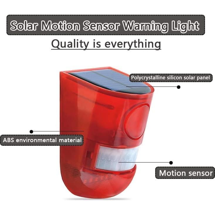 Alarma de Movimiento Solar LEDHOLYT 129dB Rojo IP65