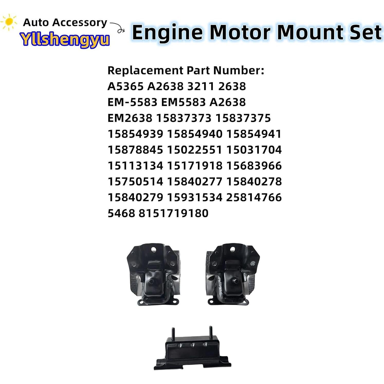 Kit de Soportes de Motor y Transmisión Yllshengyu 3 Piezas
