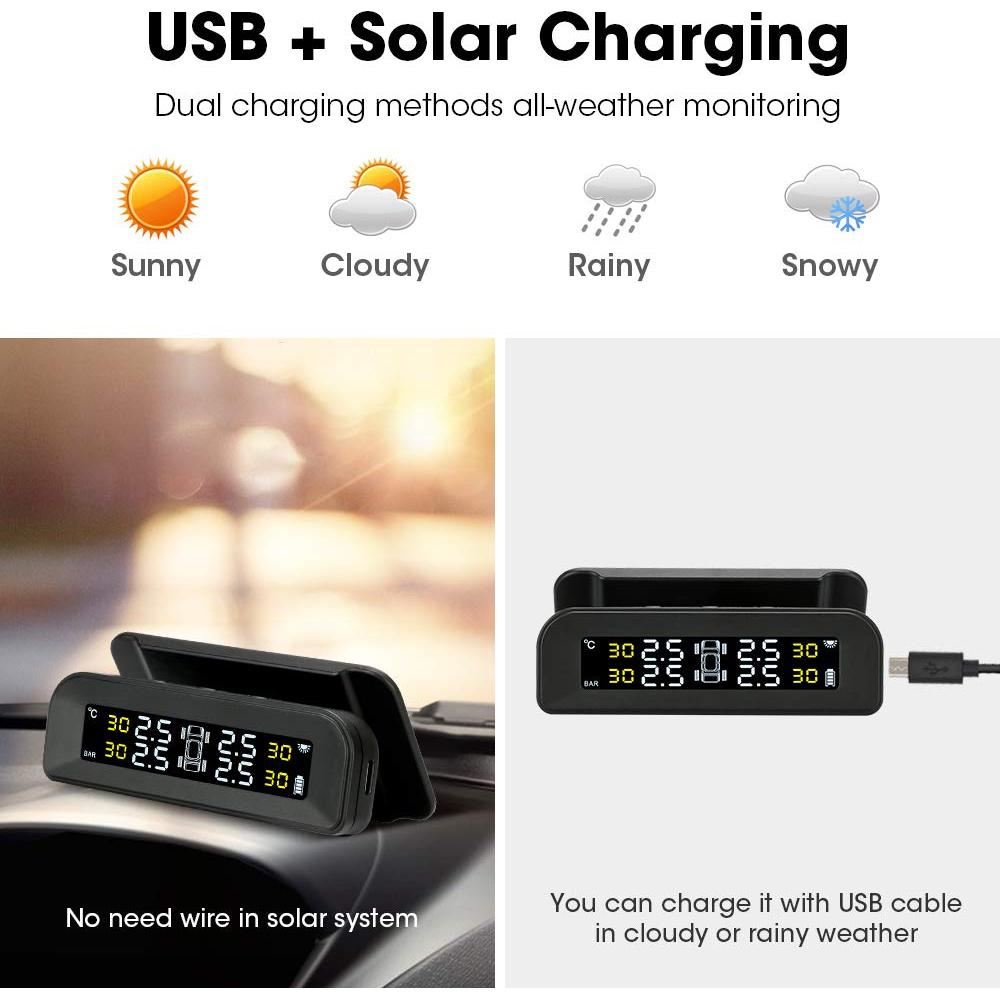 Sistema TPMS Inalámbrico Solar Jansite 588 con 4 Sensores