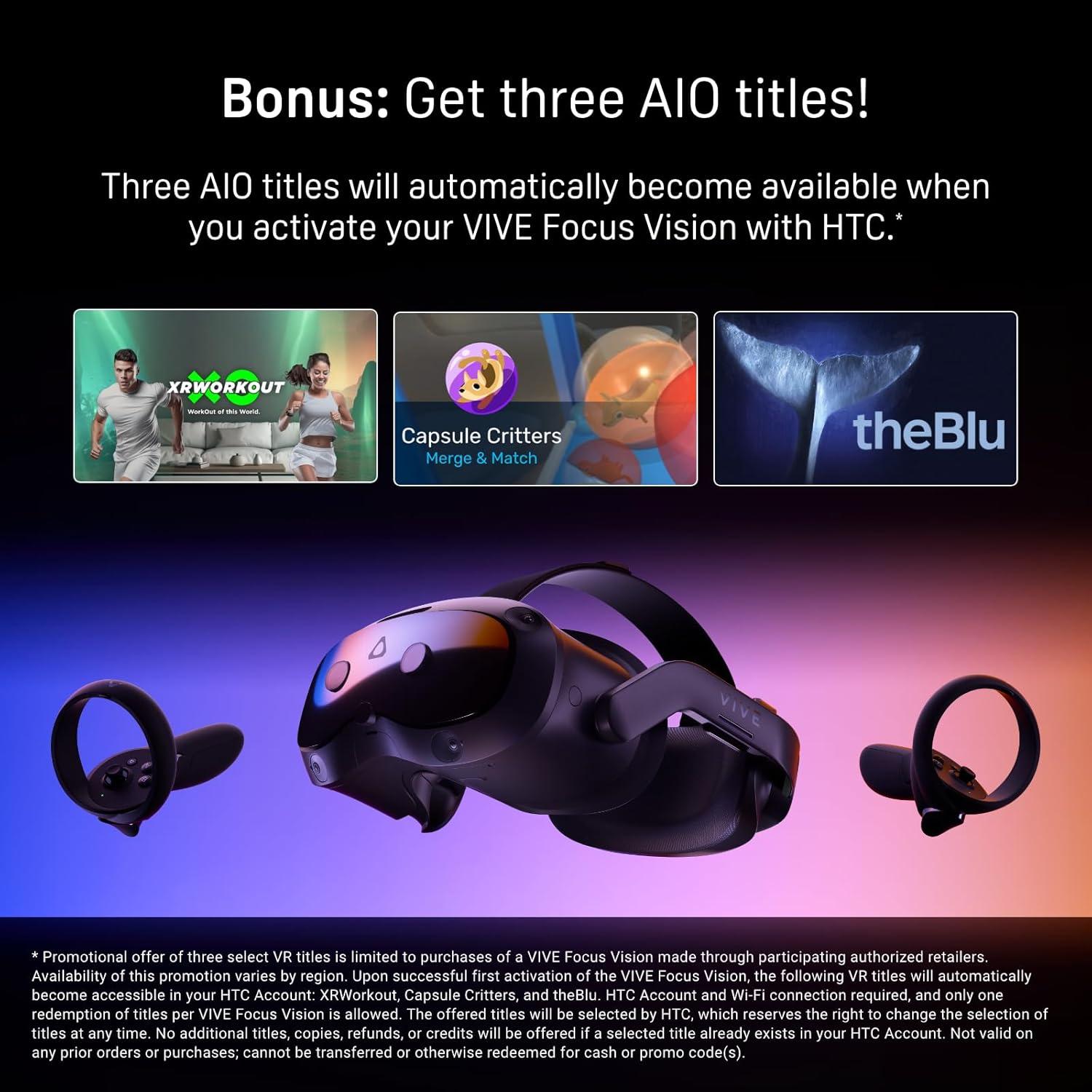 HTC Vive Focus Vision - Auriculares VR 5K con Controladores