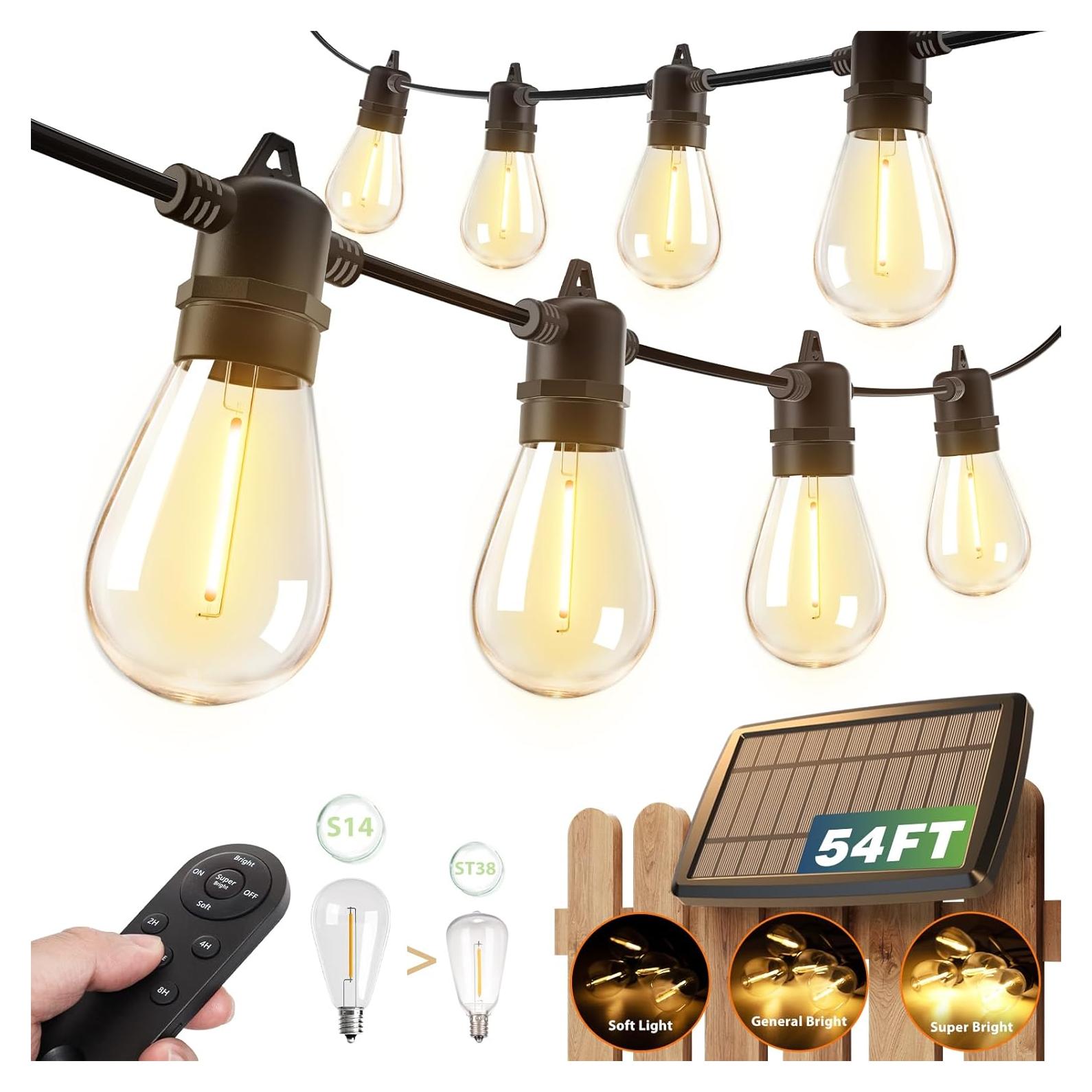 Luces de Cadena Solares addlon 54FT con Control Remoto y USB