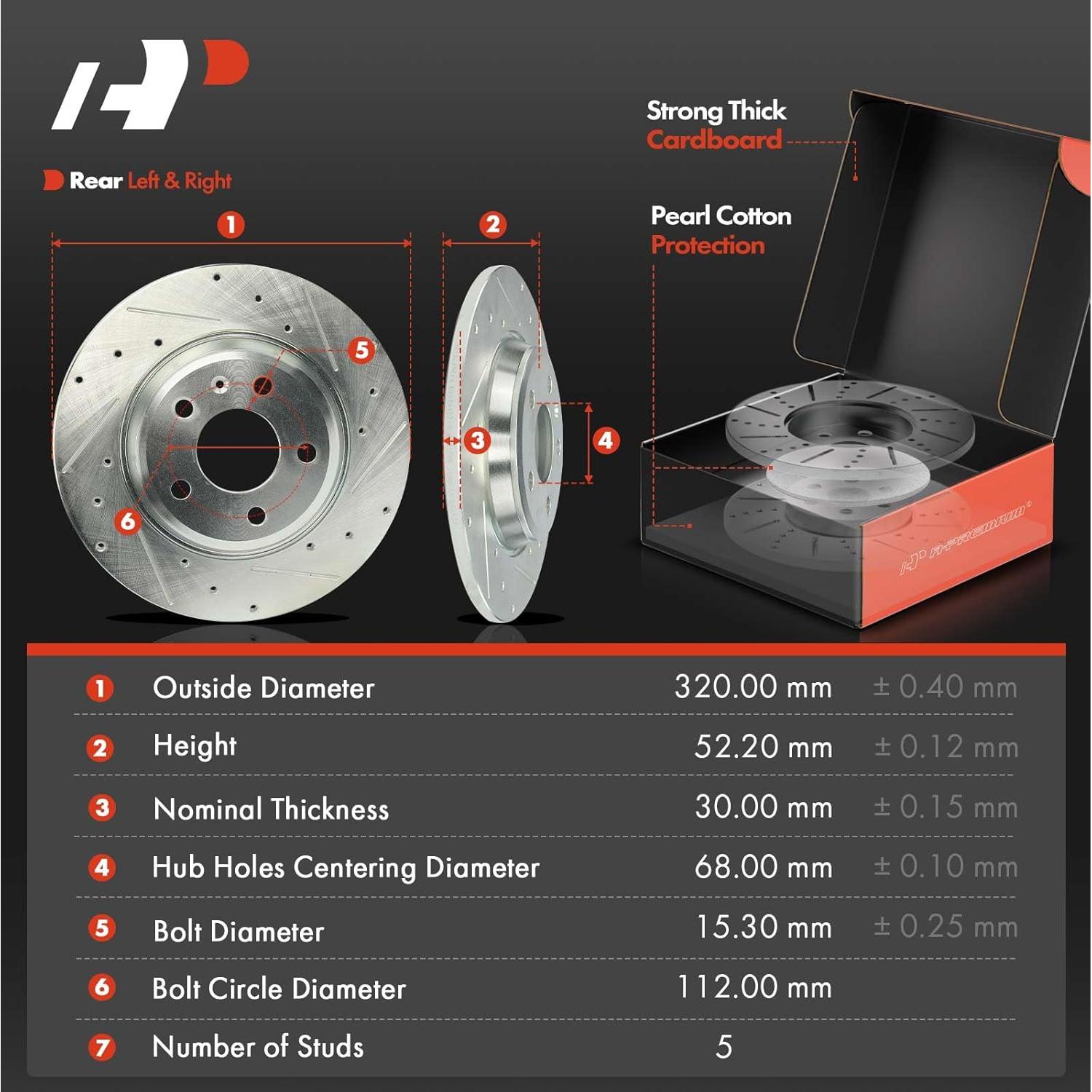 Discos de Freno Delanteros A-Premium 320 mm + Pastillas Cerámicas