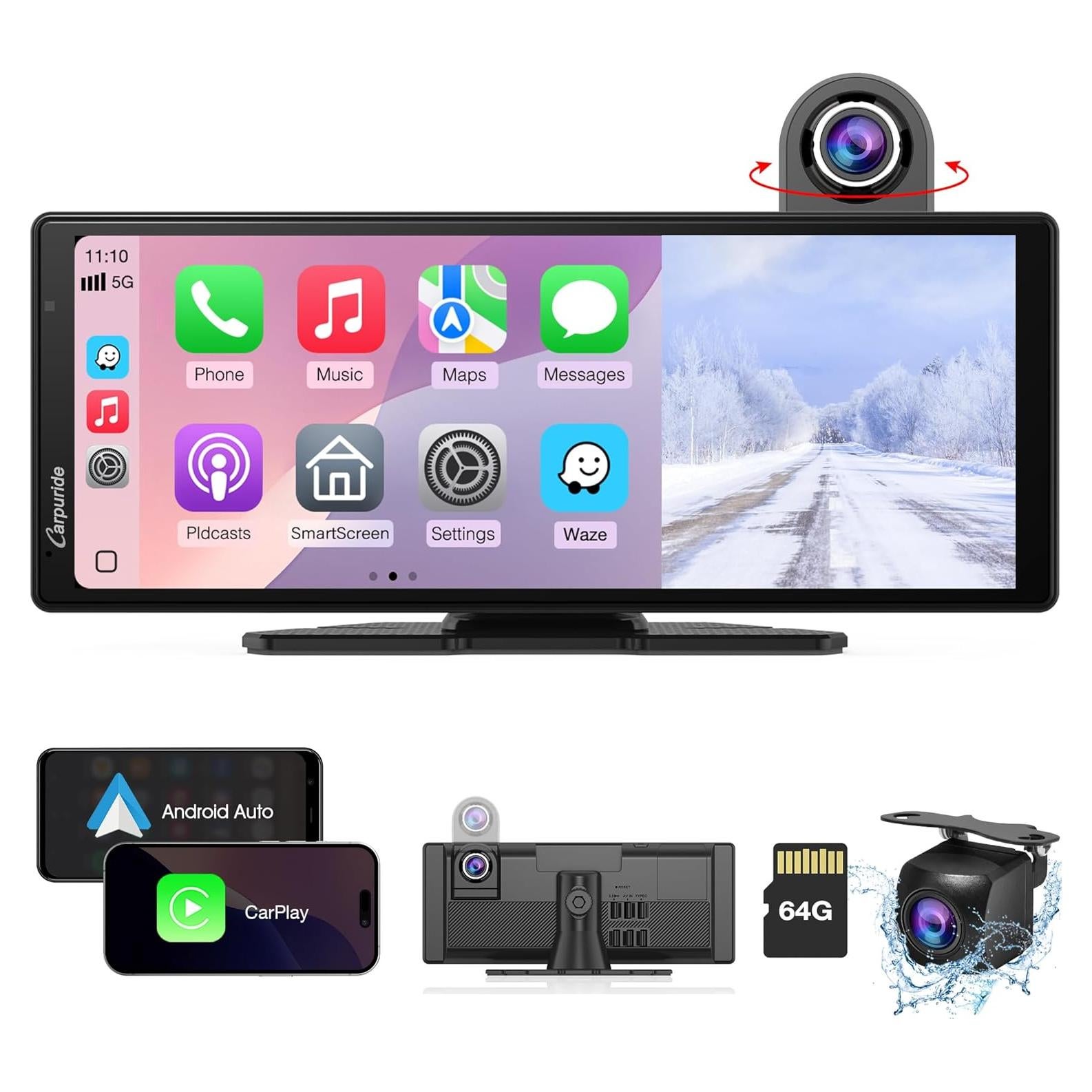 Estéreo Carpuride W904 10.26" con Cámara 4K y Android Auto