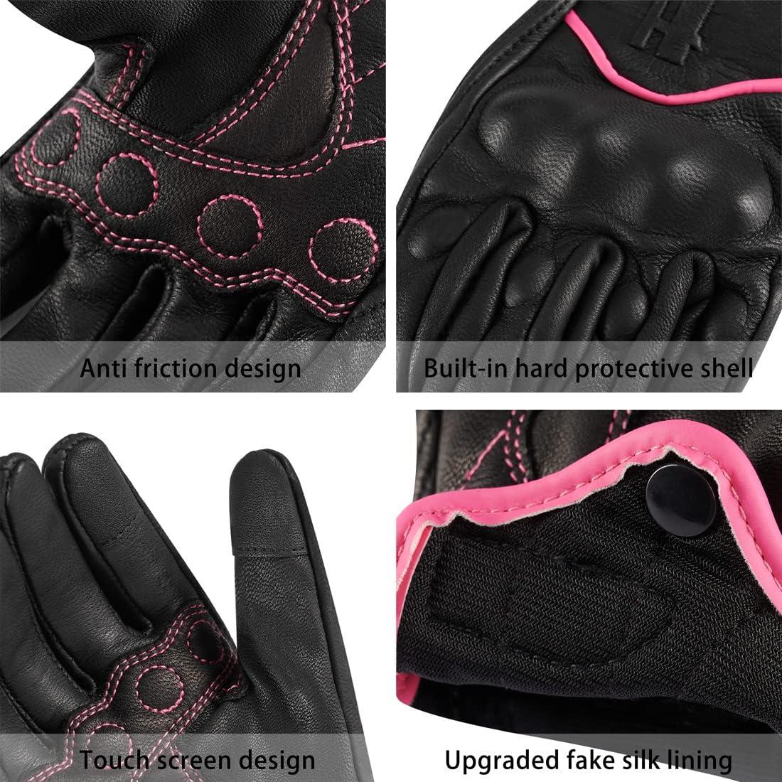 Guantes de motocicleta mujer Harssidanzar GL016 cuero táctil