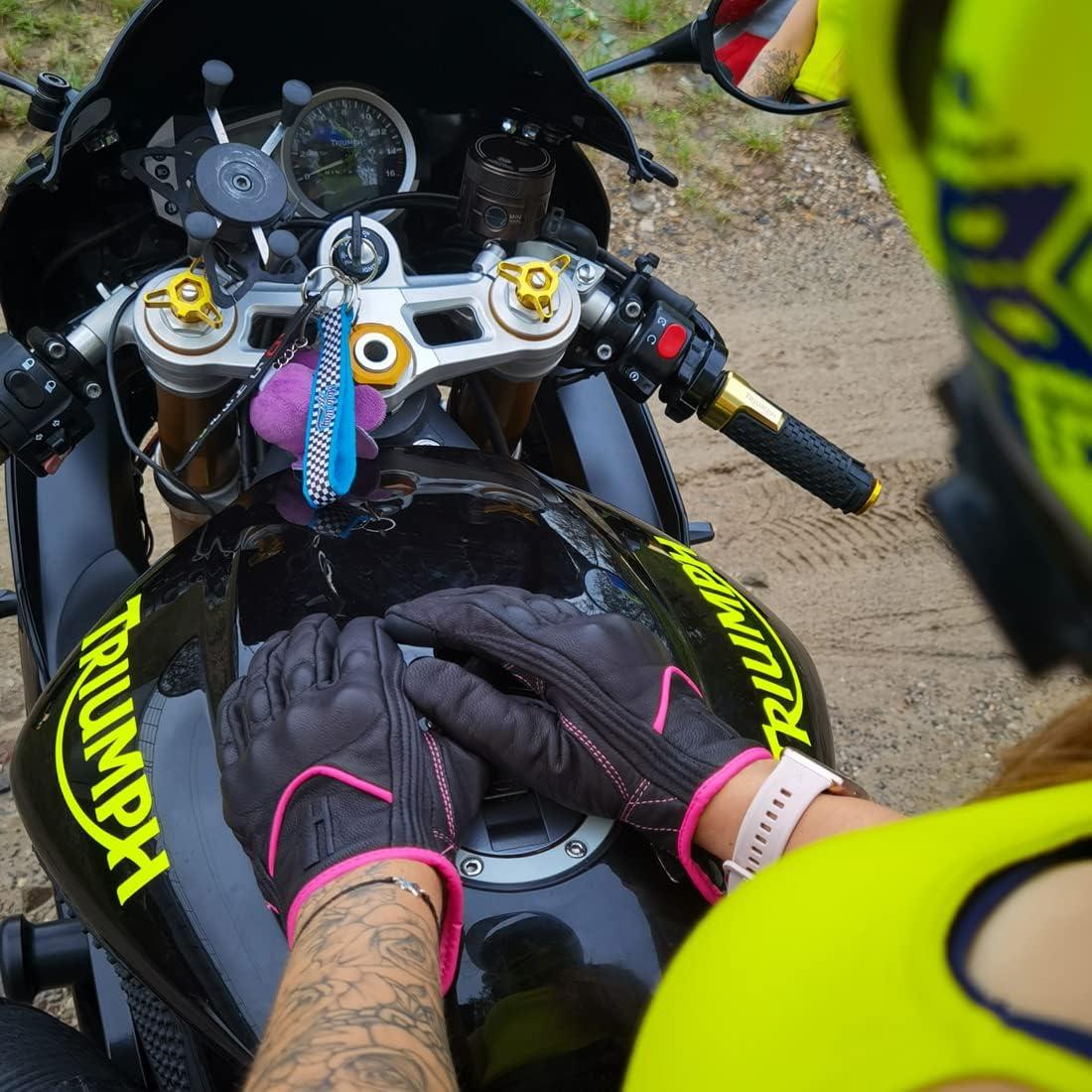 Guantes de motocicleta mujer Harssidanzar GL016 cuero táctil