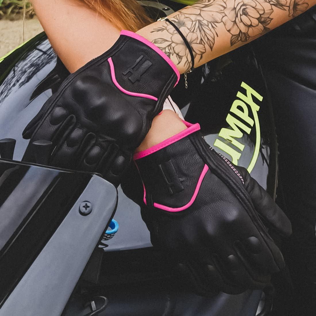 Guantes de motocicleta mujer Harssidanzar GL016 cuero táctil