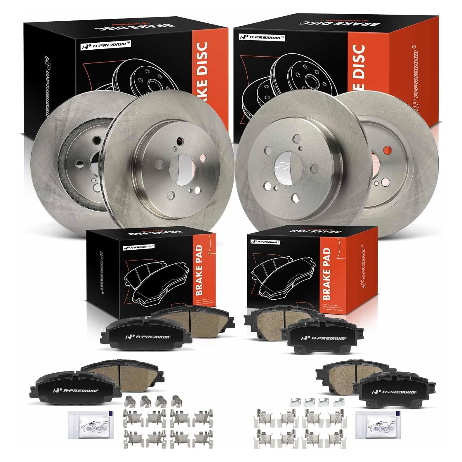 Discos de Freno Delanteros Ventilados y Traseros Sólidos A-Premium para Toyota Corolla 2019-2022