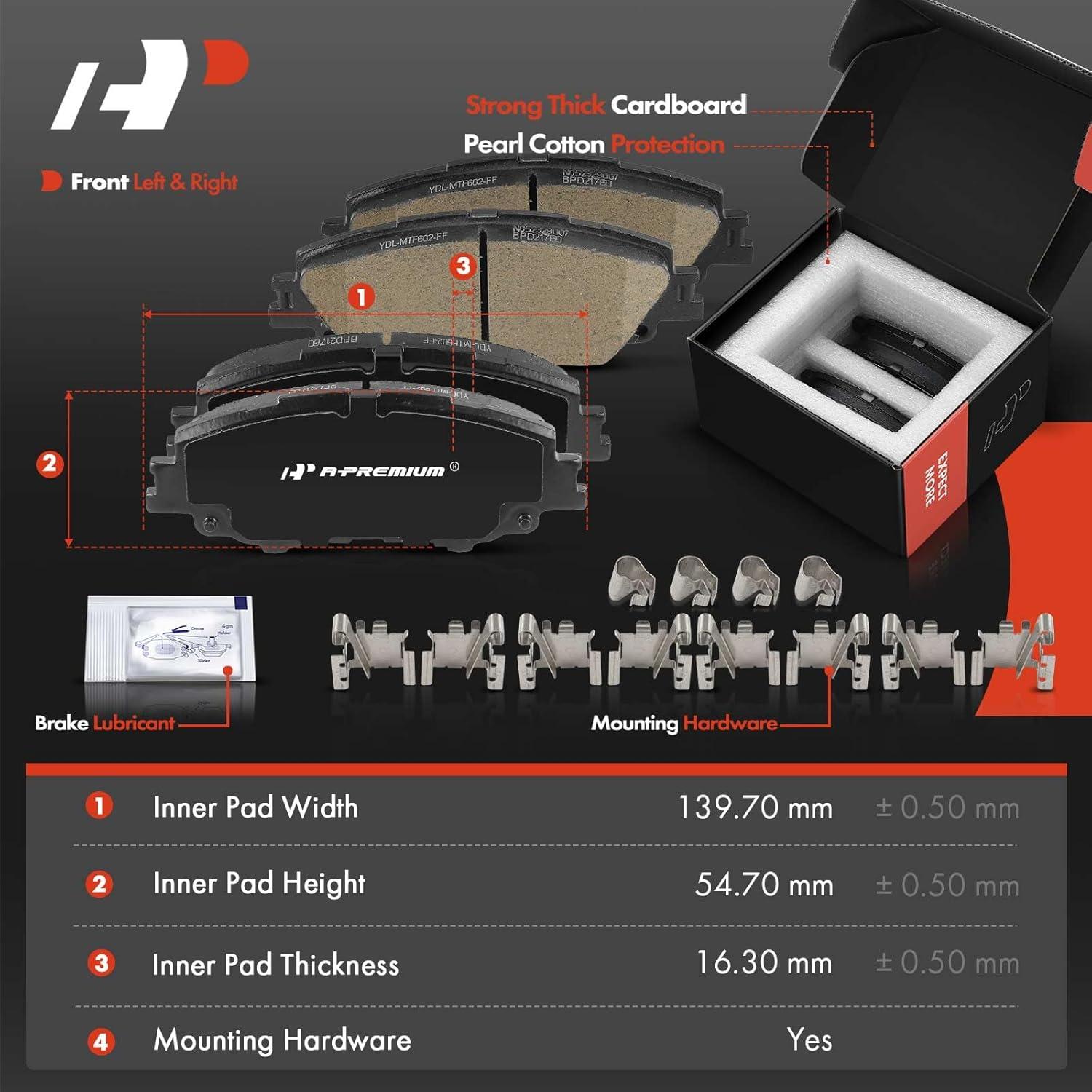 Discos de Freno Delanteros Ventilados y Traseros Sólidos A-Premium para Toyota Corolla 2019-2022