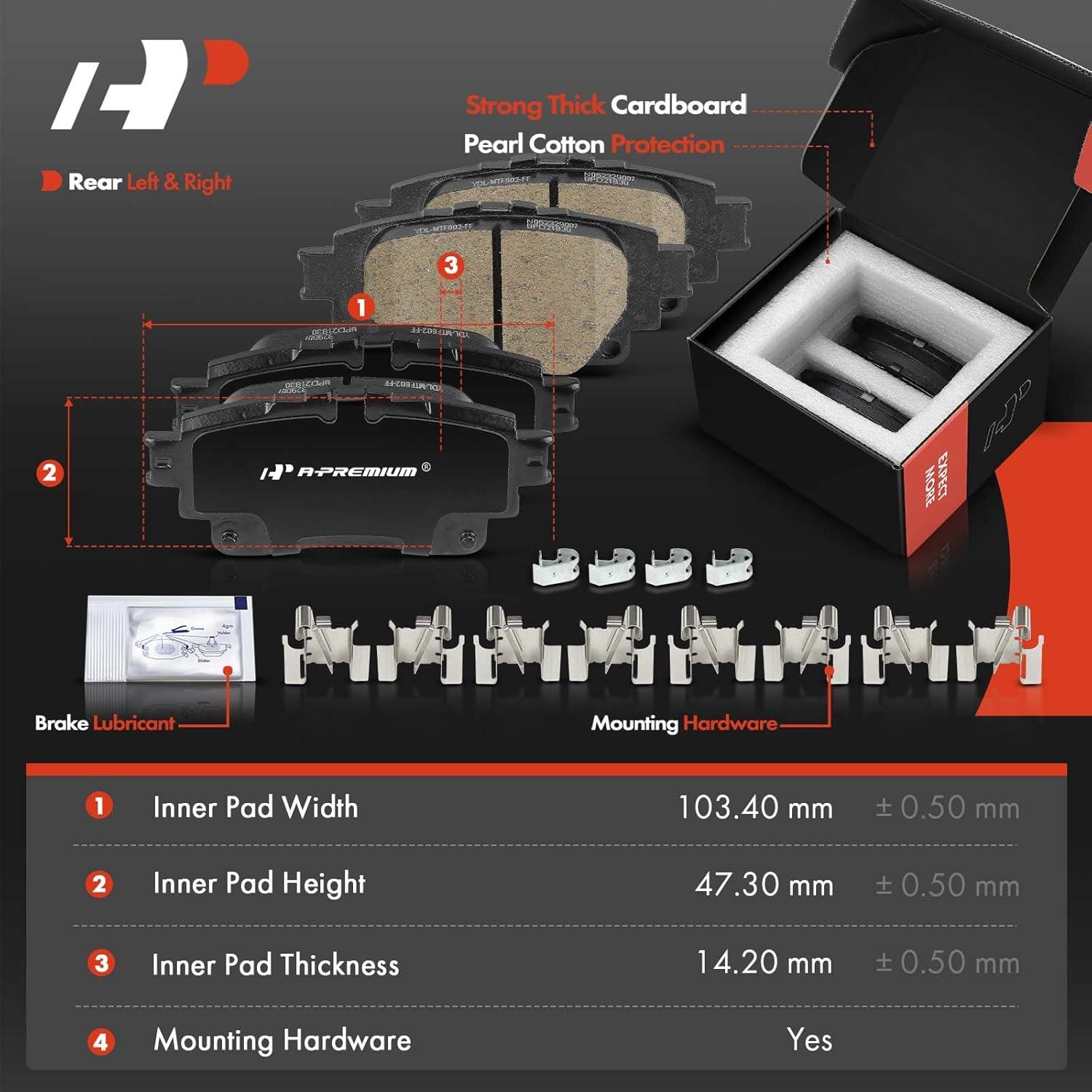 Discos de Freno Delanteros Ventilados y Traseros Sólidos A-Premium para Toyota Corolla 2019-2022