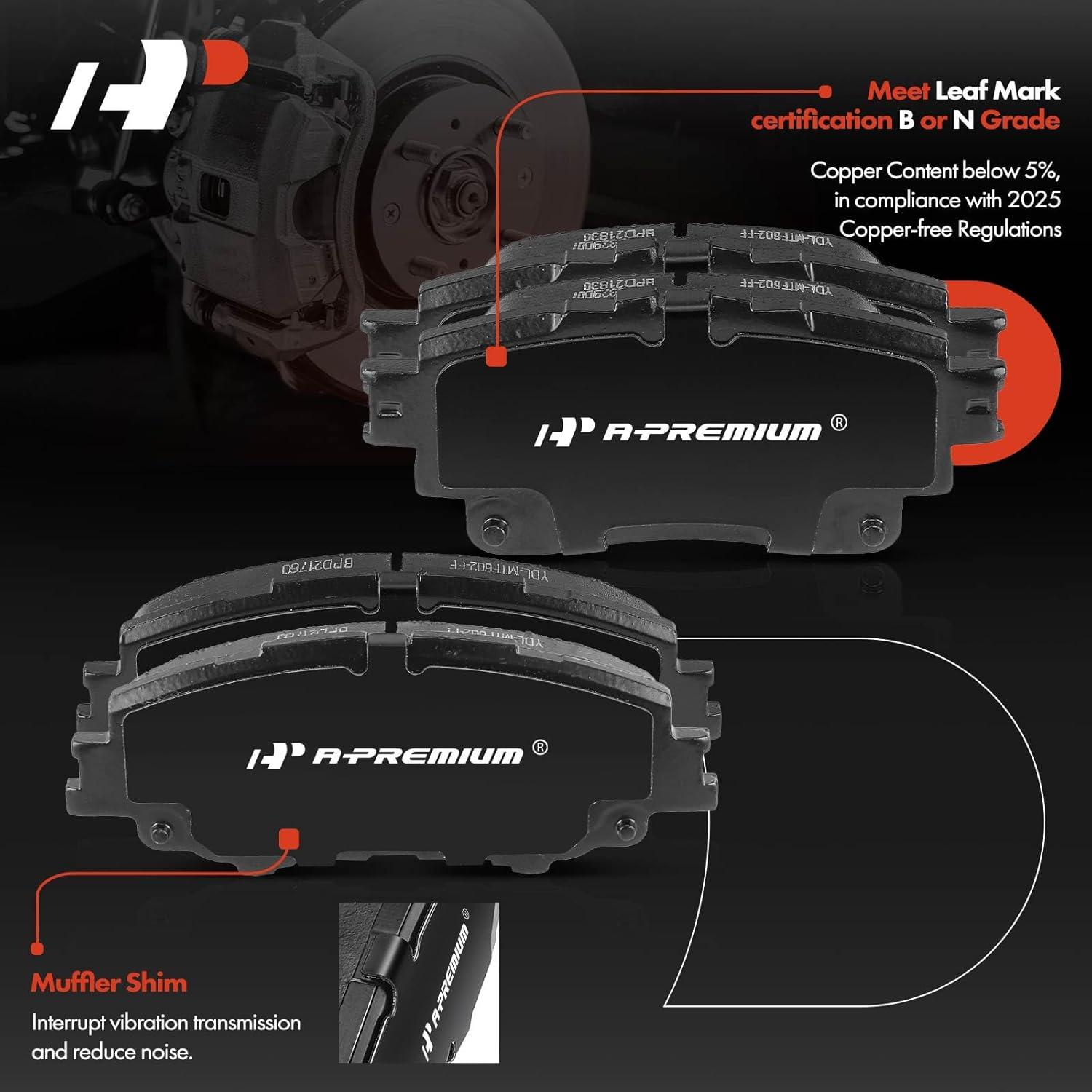 Discos de Freno Delanteros Ventilados y Traseros Sólidos A-Premium para Toyota Corolla 2019-2022