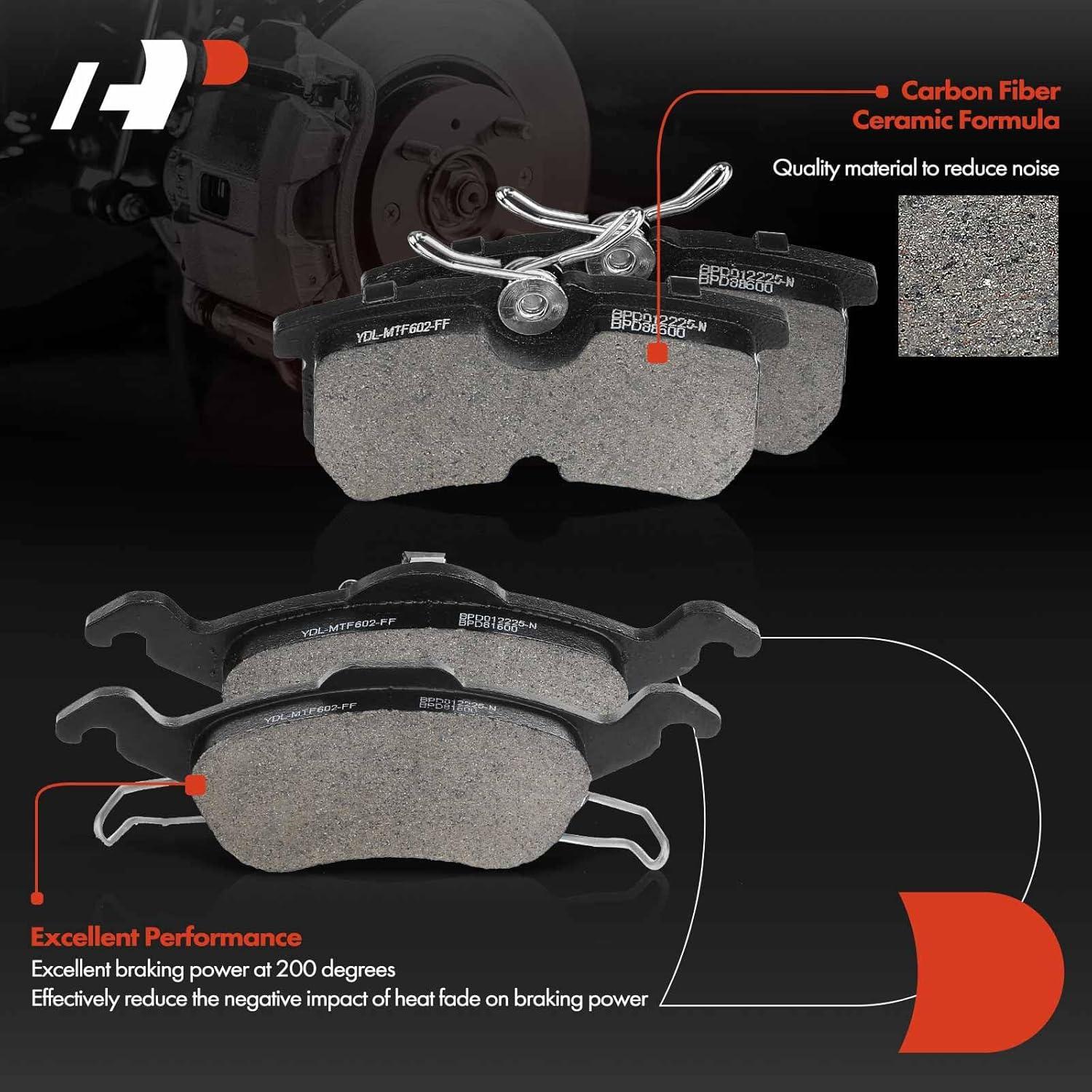 Discos de Freno Perforados y Ranurados A-Premium + Pastillas Cerámicas Ford Focus 2001-2004