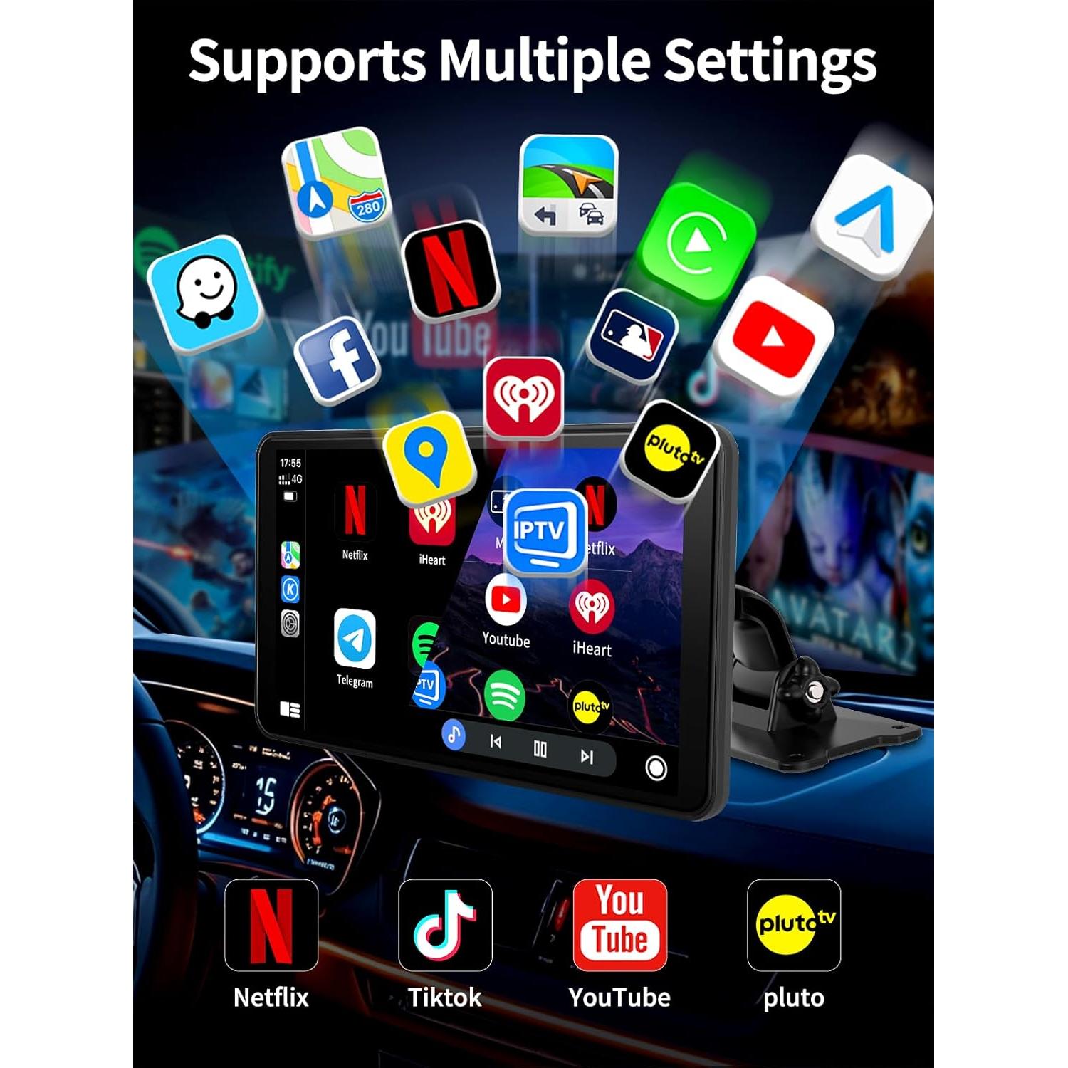 Pantalla Carplay Android 13 Imagebon 7" GPS WiFi Bluetooth