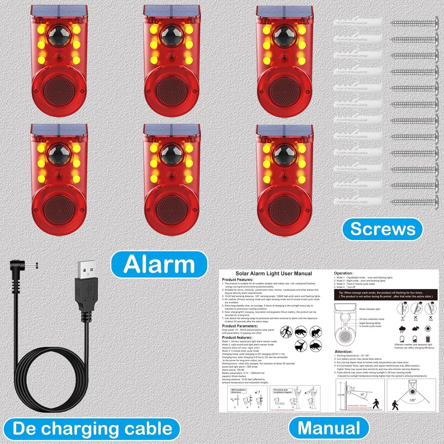 Alarma Solar SENKEFEI K11 - Impermeable, 110dB, 6 Piezas