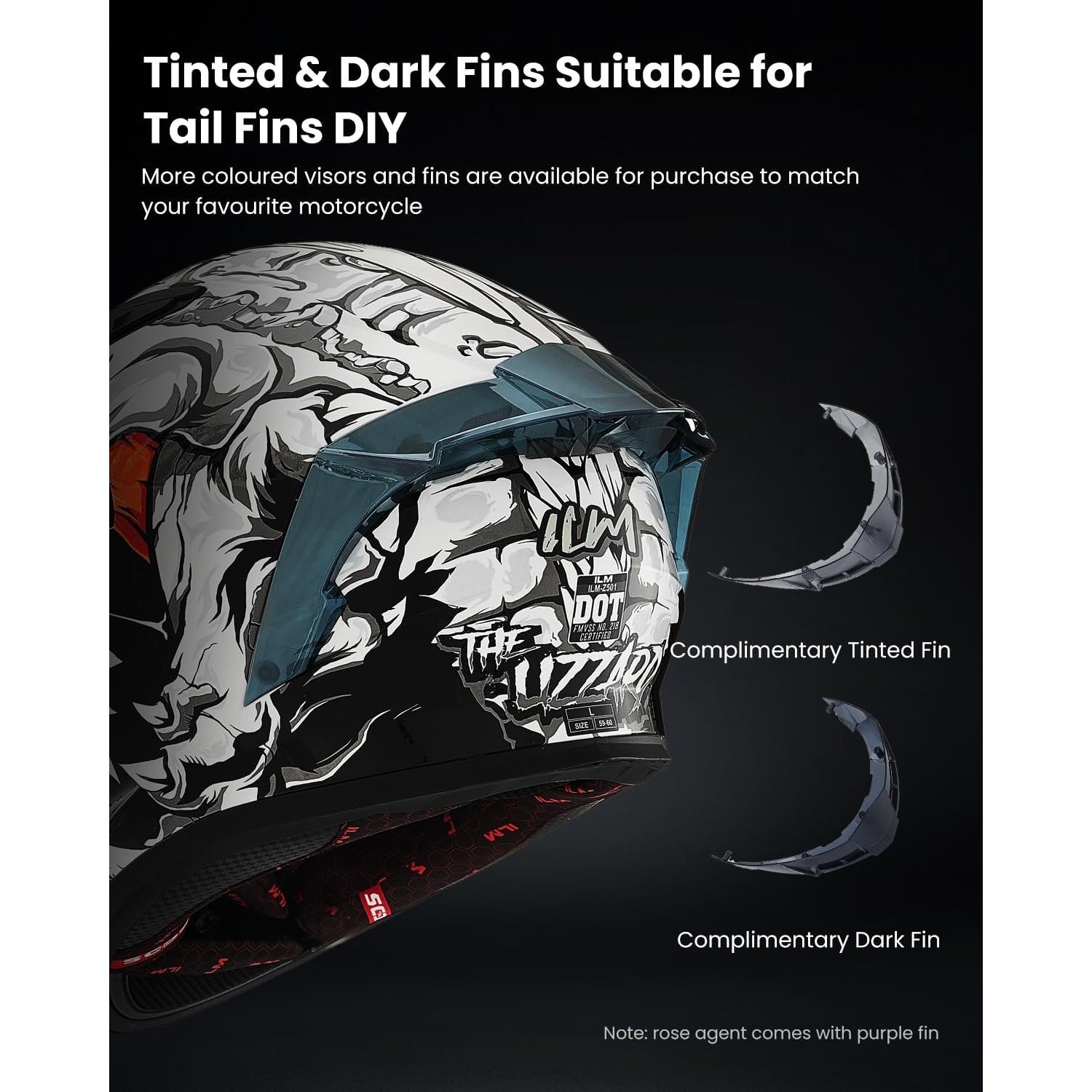 Casco de motocicleta ILM Z501 cara completa Lizard White