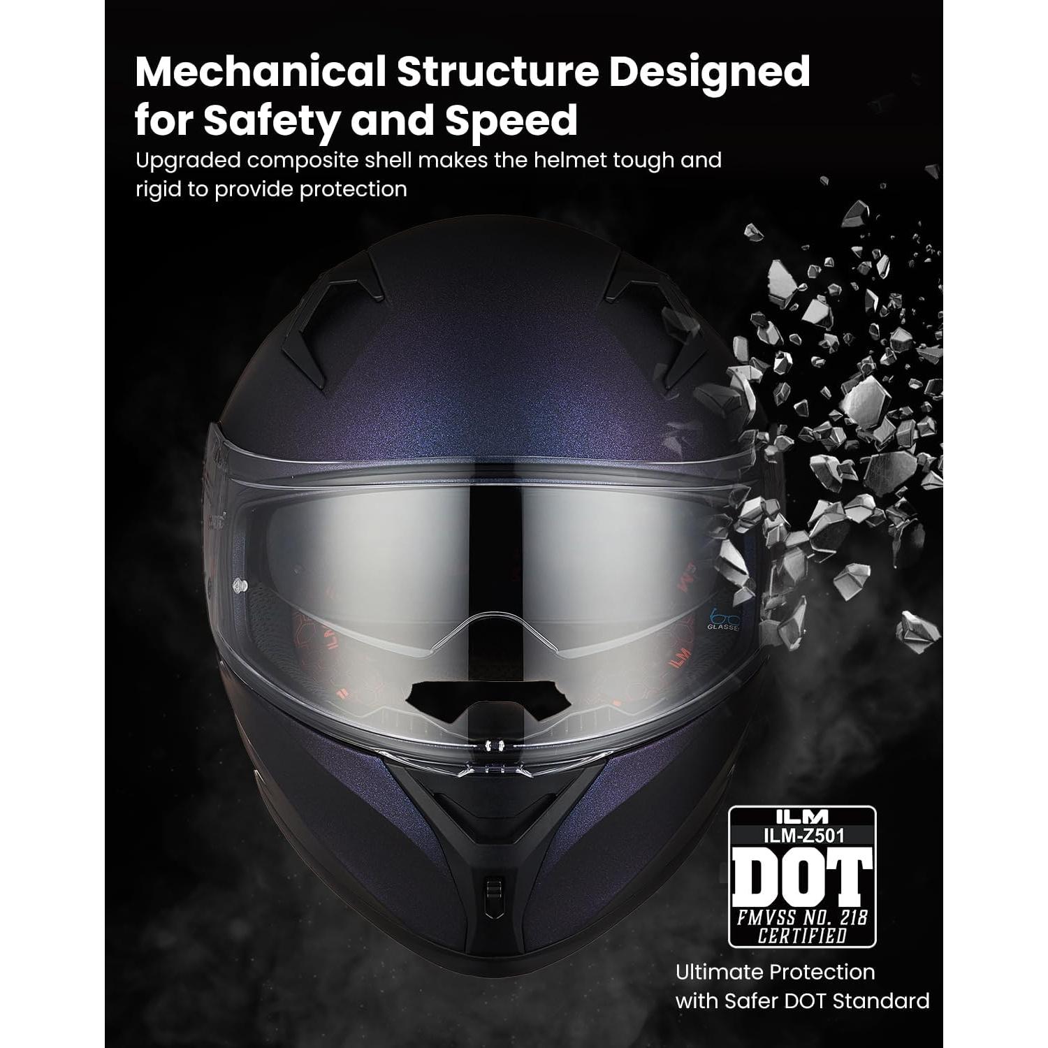 Casco de Motocicleta ILM Z501 Grande Púrpura Camaleón