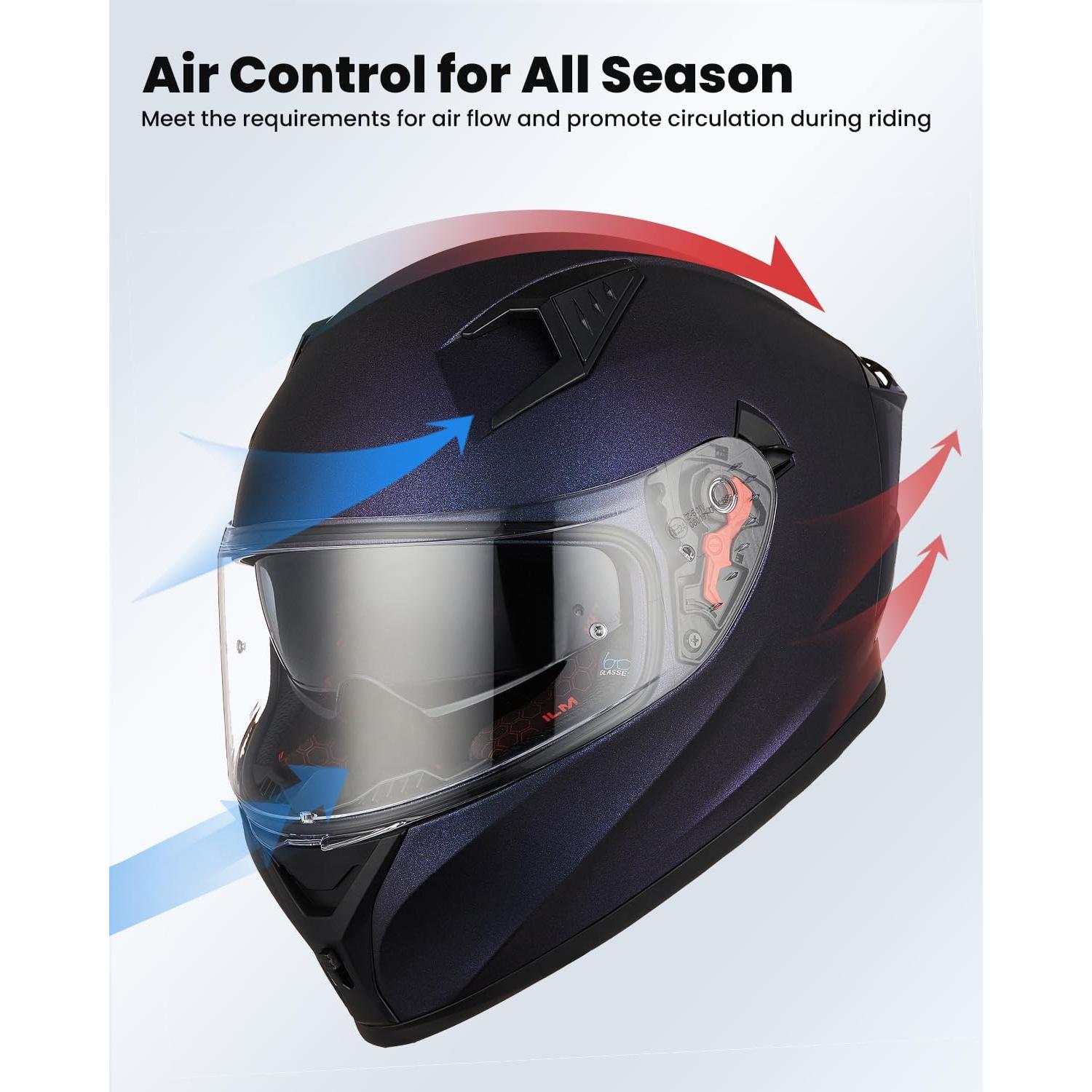 Casco de Motocicleta ILM Z501 Grande Púrpura Camaleón