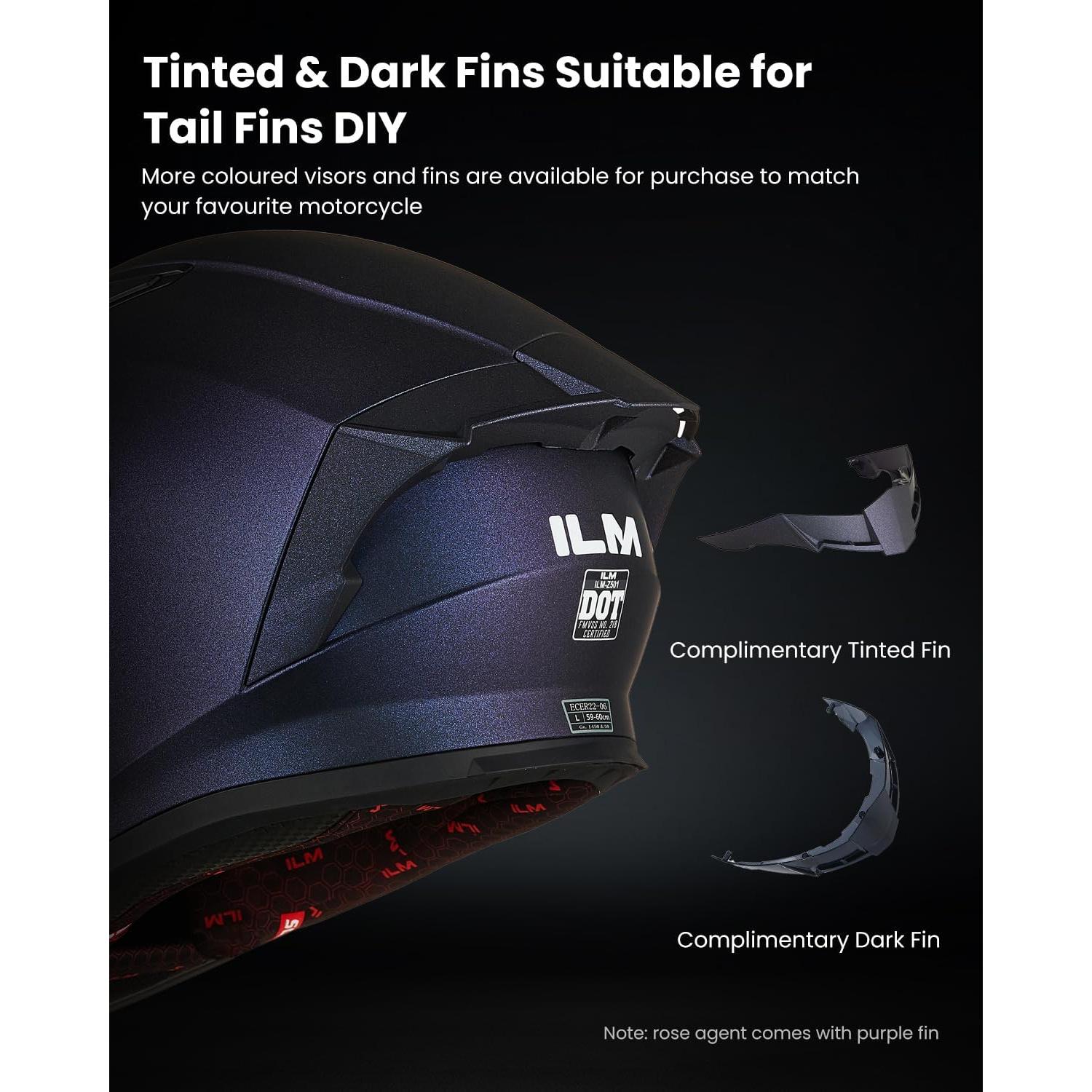 Casco de Motocicleta ILM Z501 Grande Púrpura Camaleón