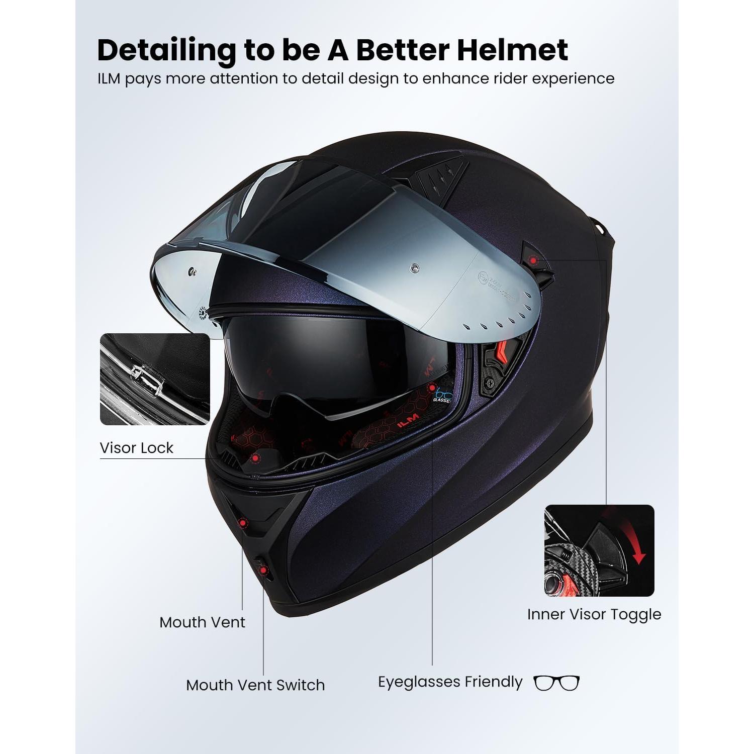 Casco de Motocicleta ILM Z501 Grande Púrpura Camaleón