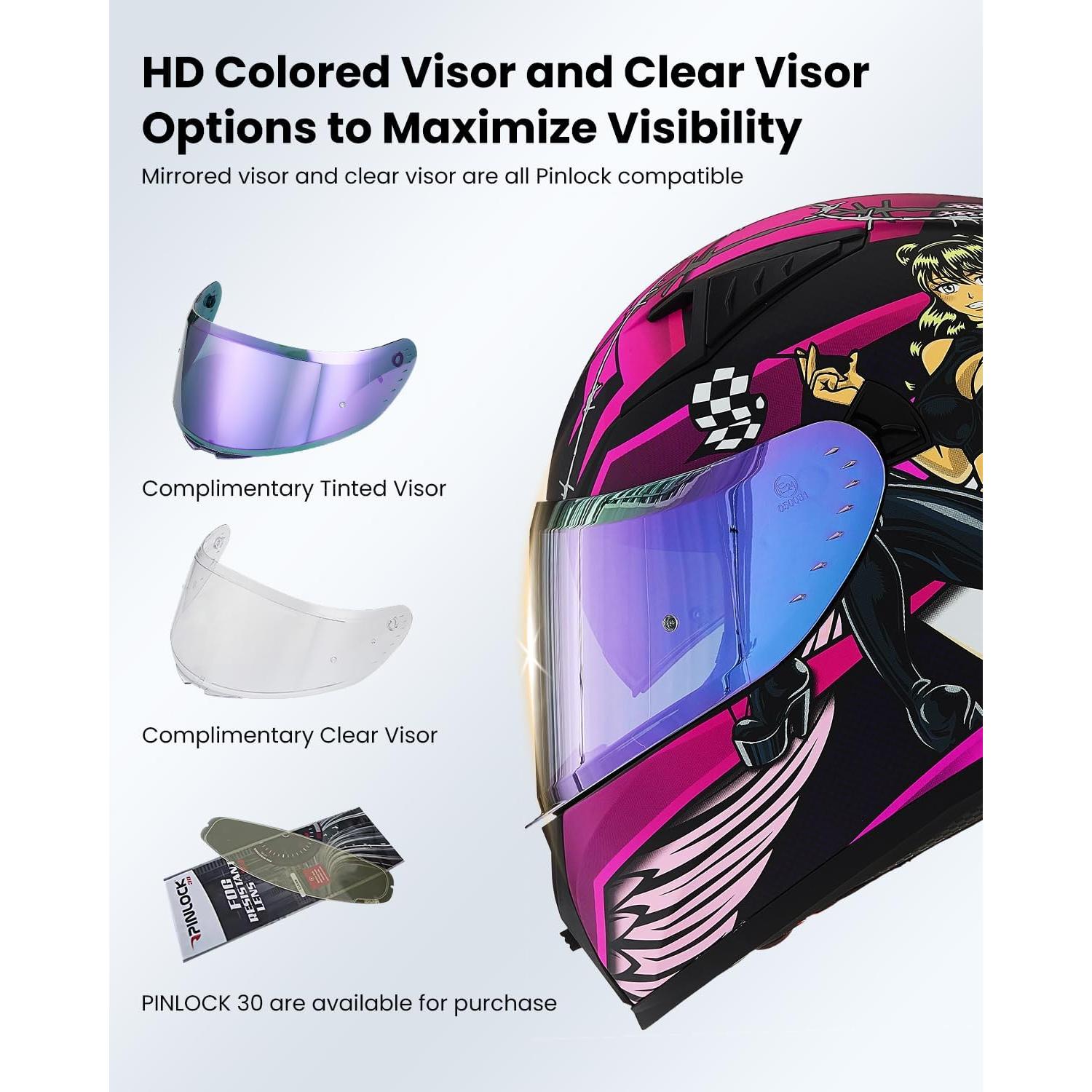 Casco de Motocicleta ILM Z501 Rosa Pequeño con Visera