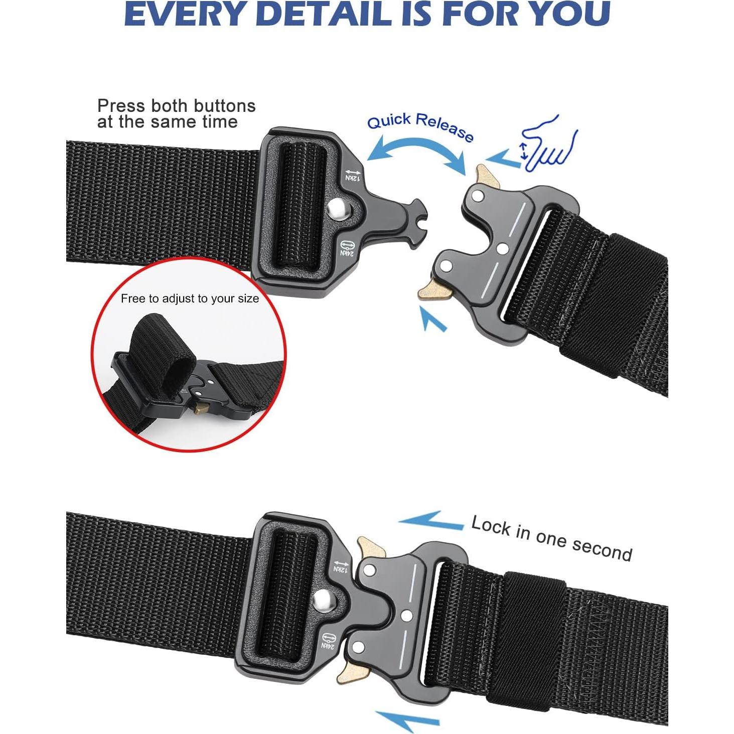 Cinturón Táctico BESTKEE 2pack Nylon Negro 3,81 cm