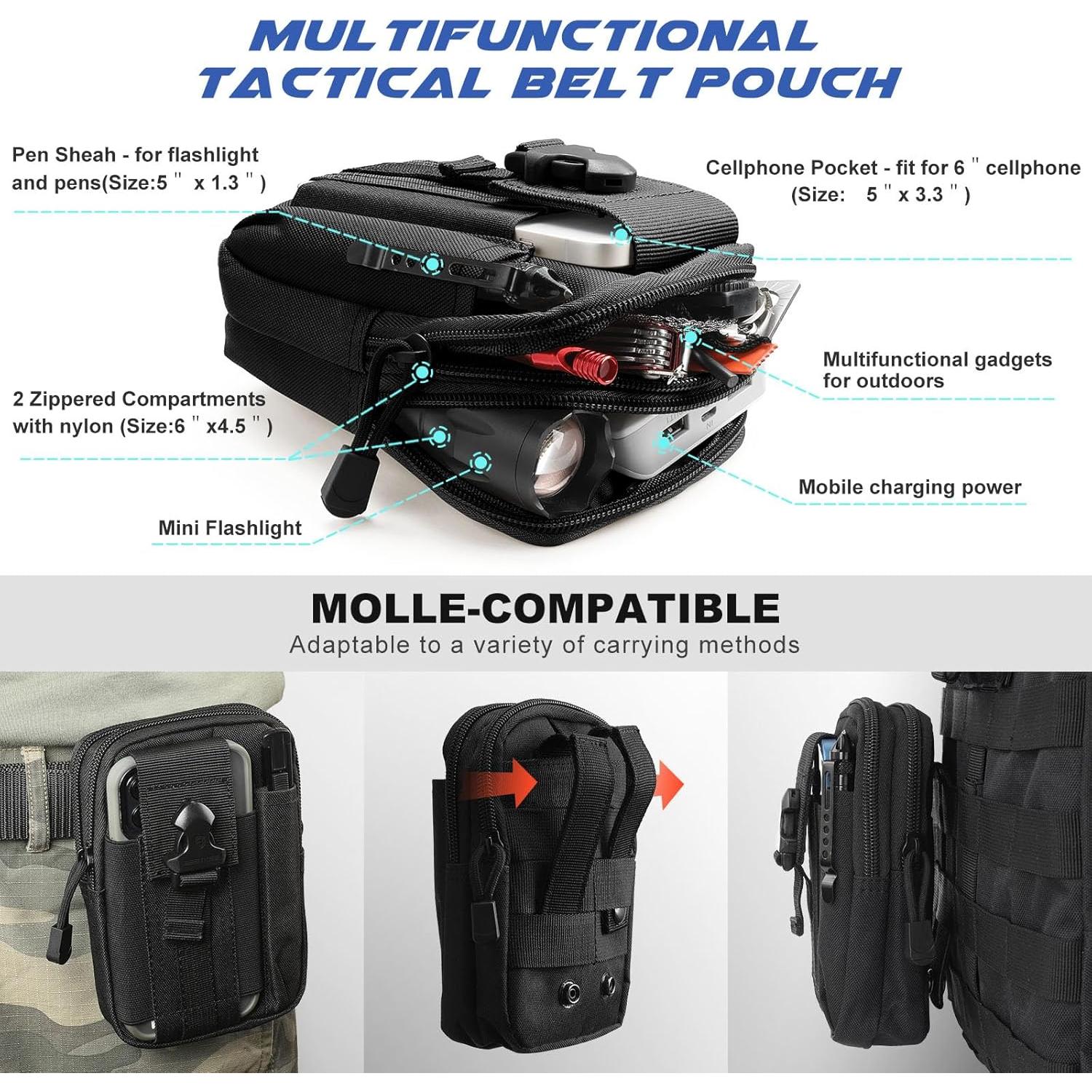 Cinturón Táctico BESTKEE 2pack Nylon Negro 3,81 cm