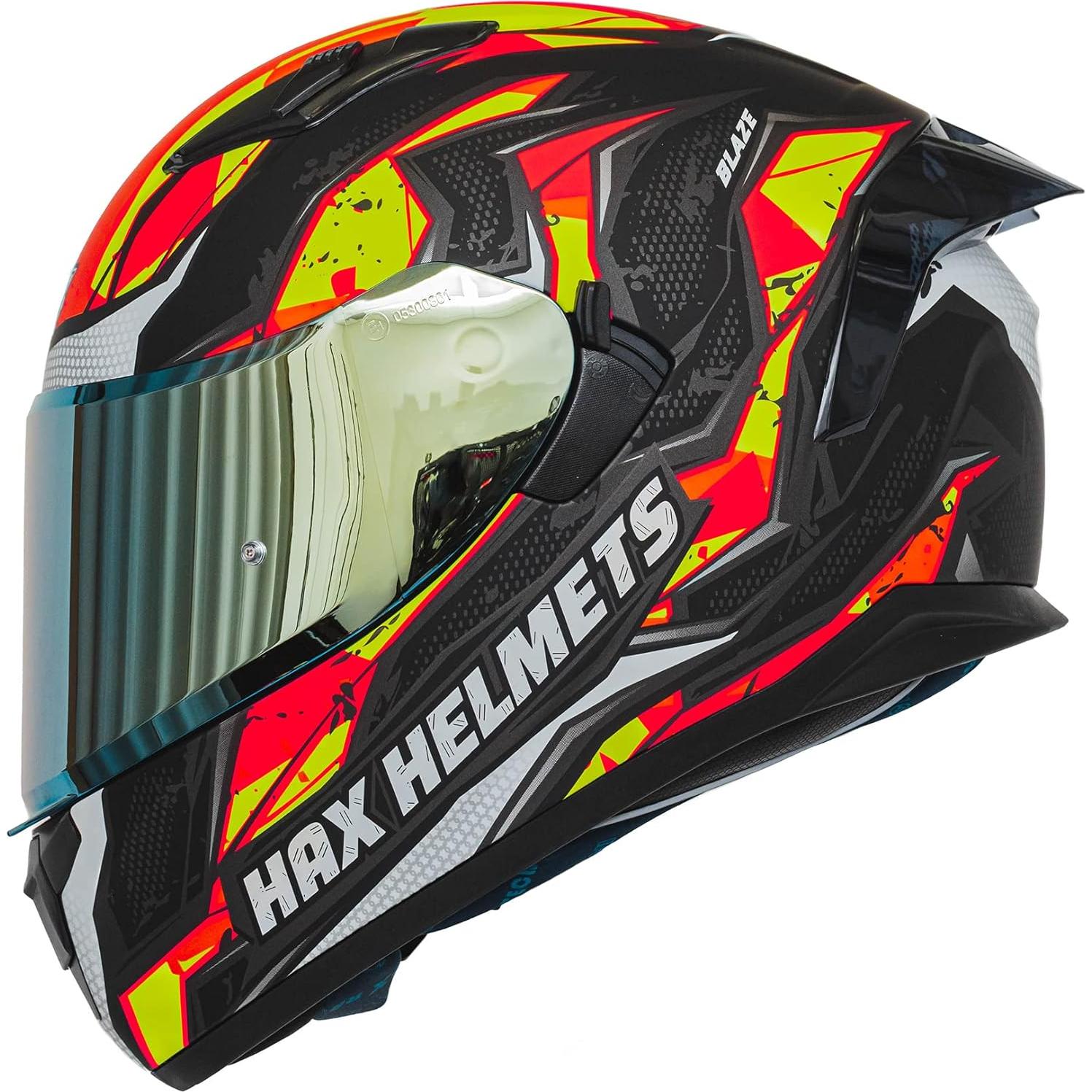 Casco HAX Obsidian Moto Doble Visera Naranja Brillante S