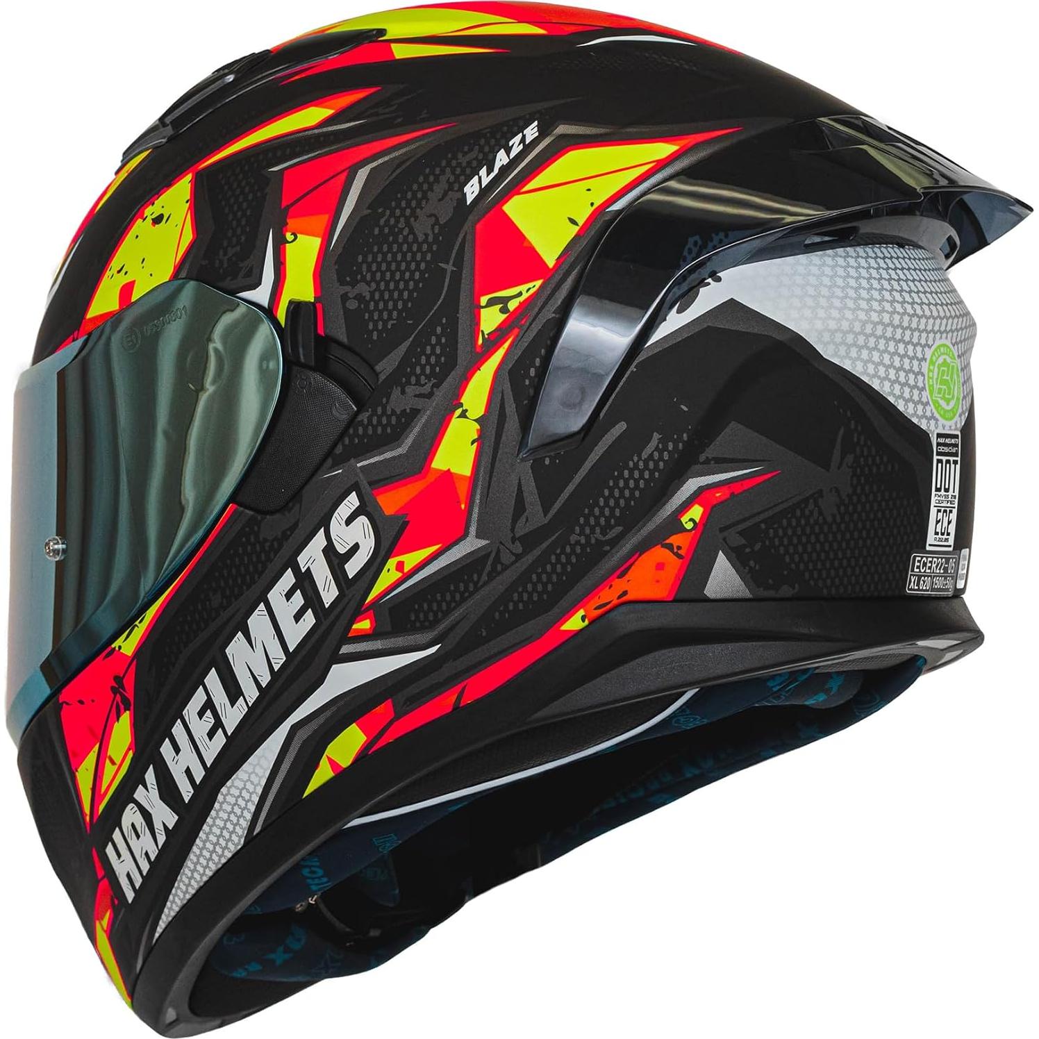 Casco HAX Obsidian Moto Doble Visera Naranja Brillante S