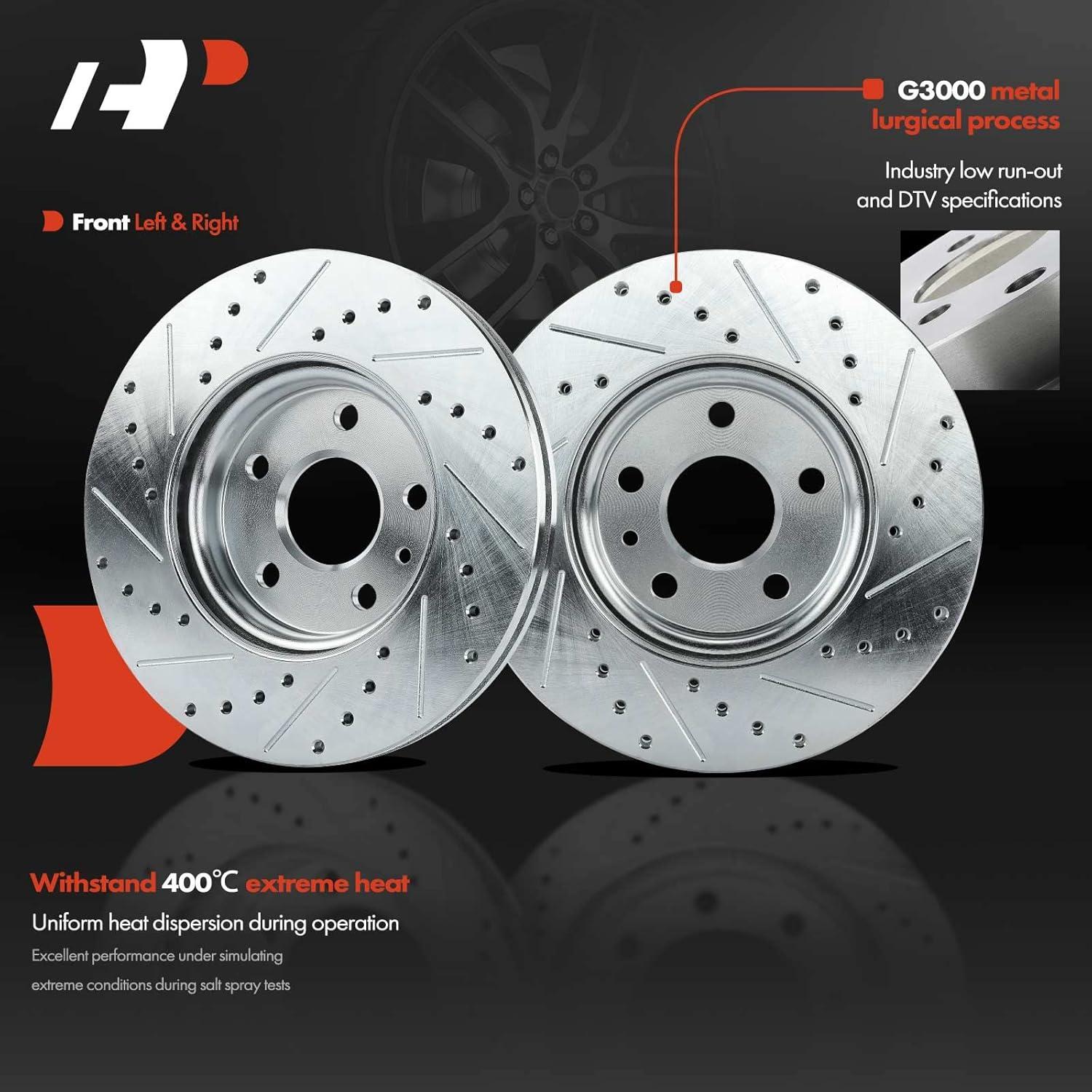 Discos de Freno Perforados y Ranurados A-Premium + Pastillas Cerámicas - Chevy Cruze/Sonic