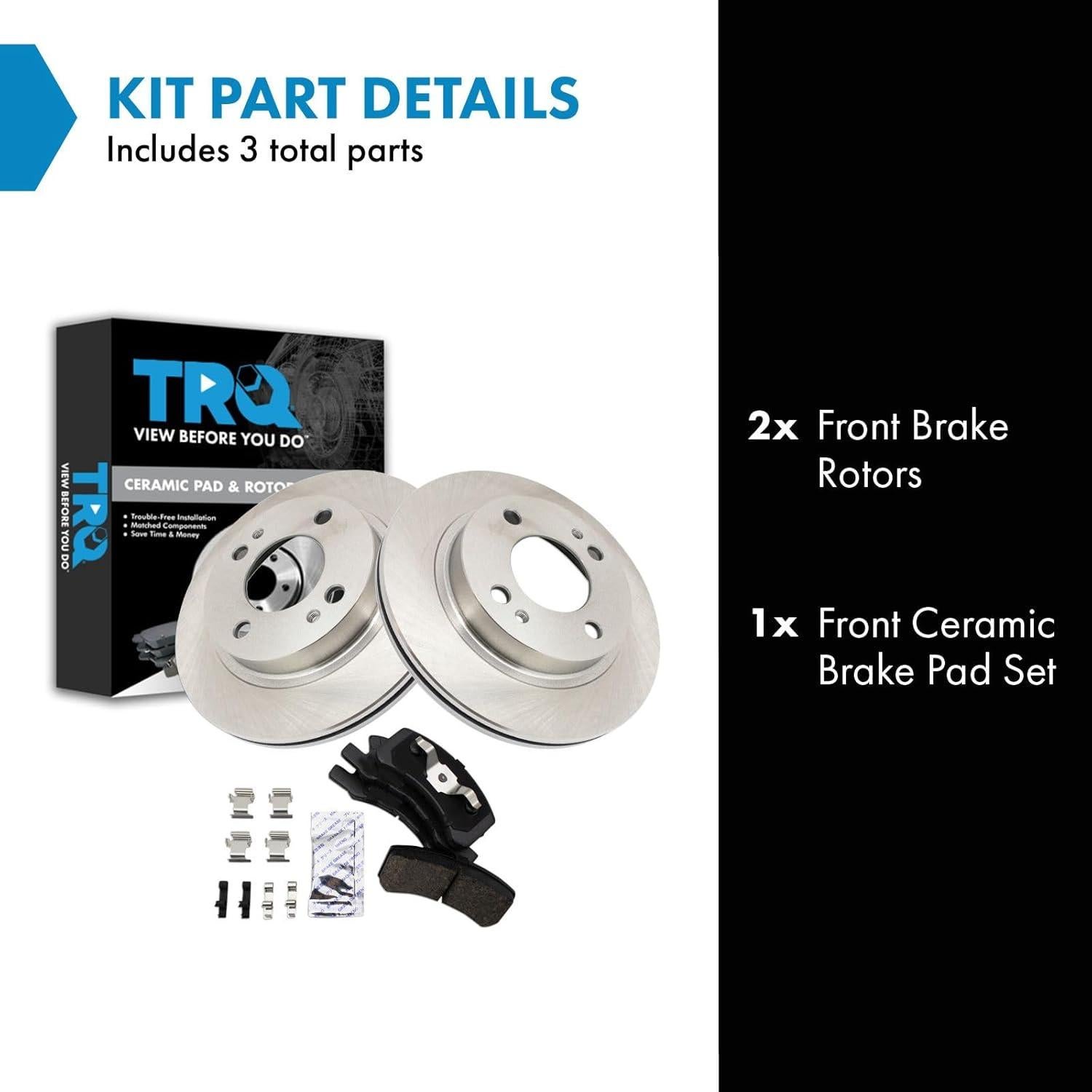 Kit de Pastillas y Discos de Freno Cerámicos TRQ BKA19493 para Mitsubishi Mirage 2014-2015