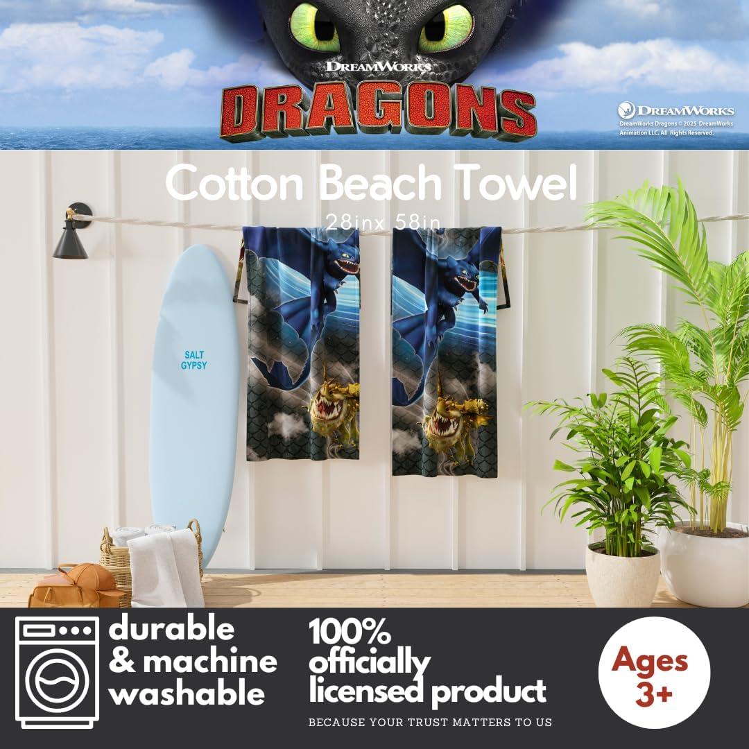 Toalla de Playa Franco Niños 100% Algodón 147x71 cm Dragón