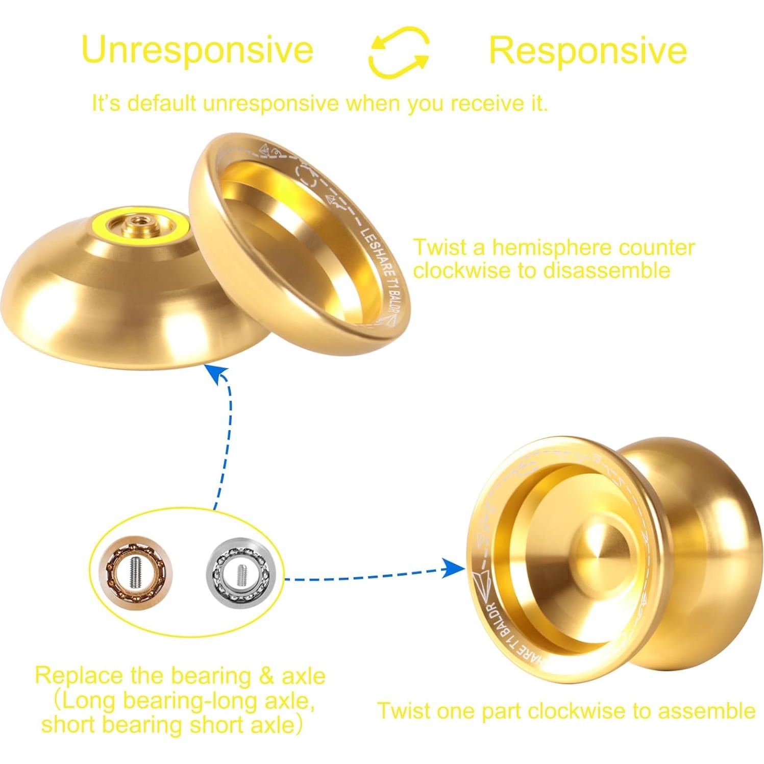 Yoyo Profesional JOLESHARE T1 Oro con Cuerdas y Guantes