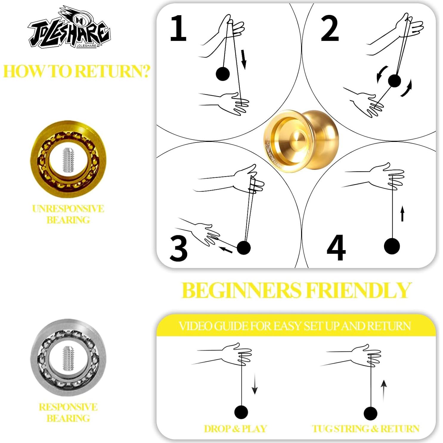 Yoyo Profesional JOLESHARE T1 Oro con Cuerdas y Guantes