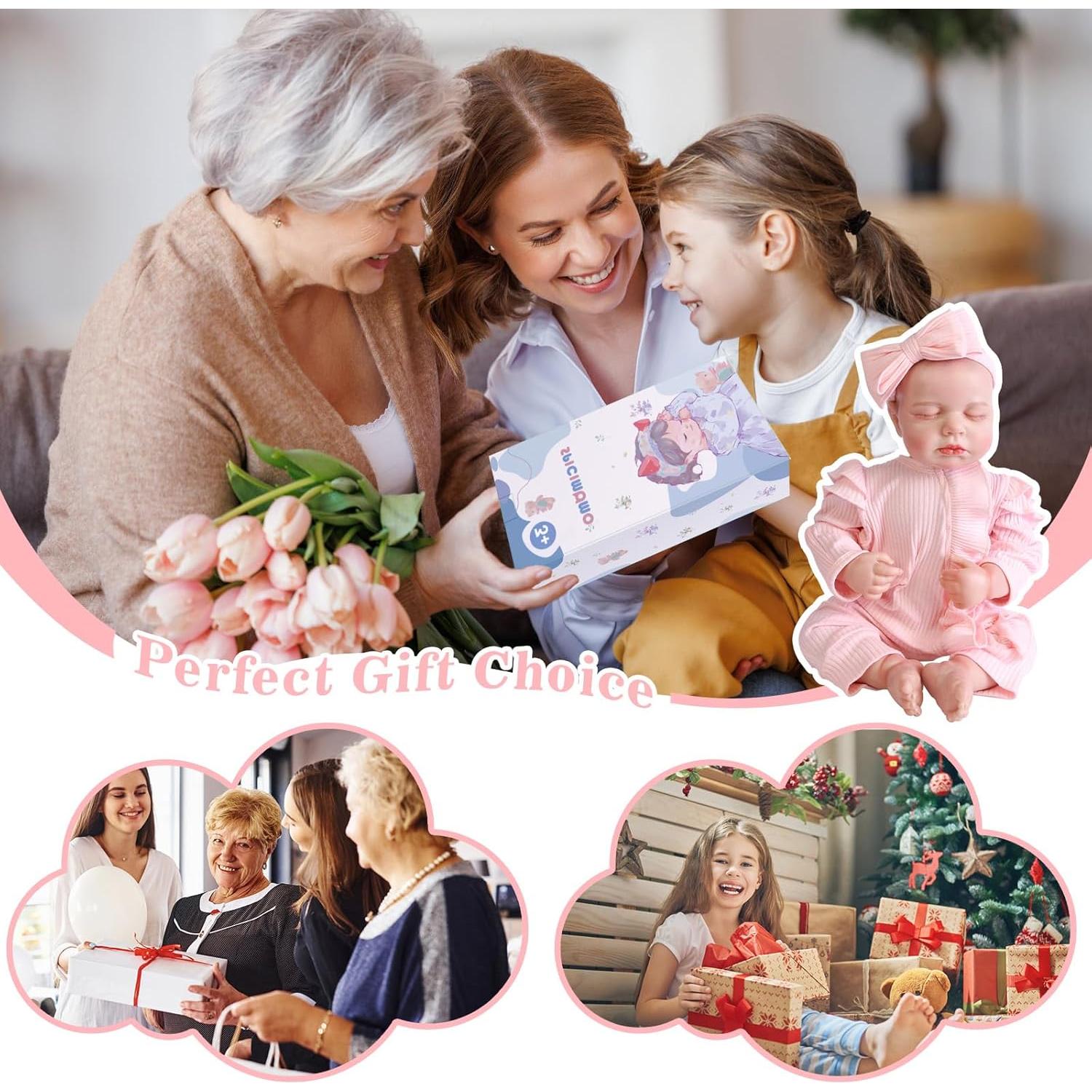 Muñeca Bebé Reborn SPICIMOMO 45.72 cm con Accesorios