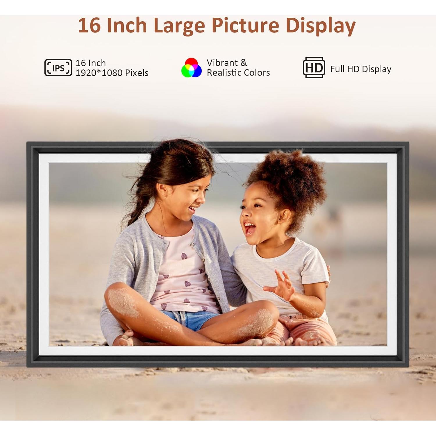 Marco de fotos digital LIVINGPAI 16" táctil 32GB WiFi