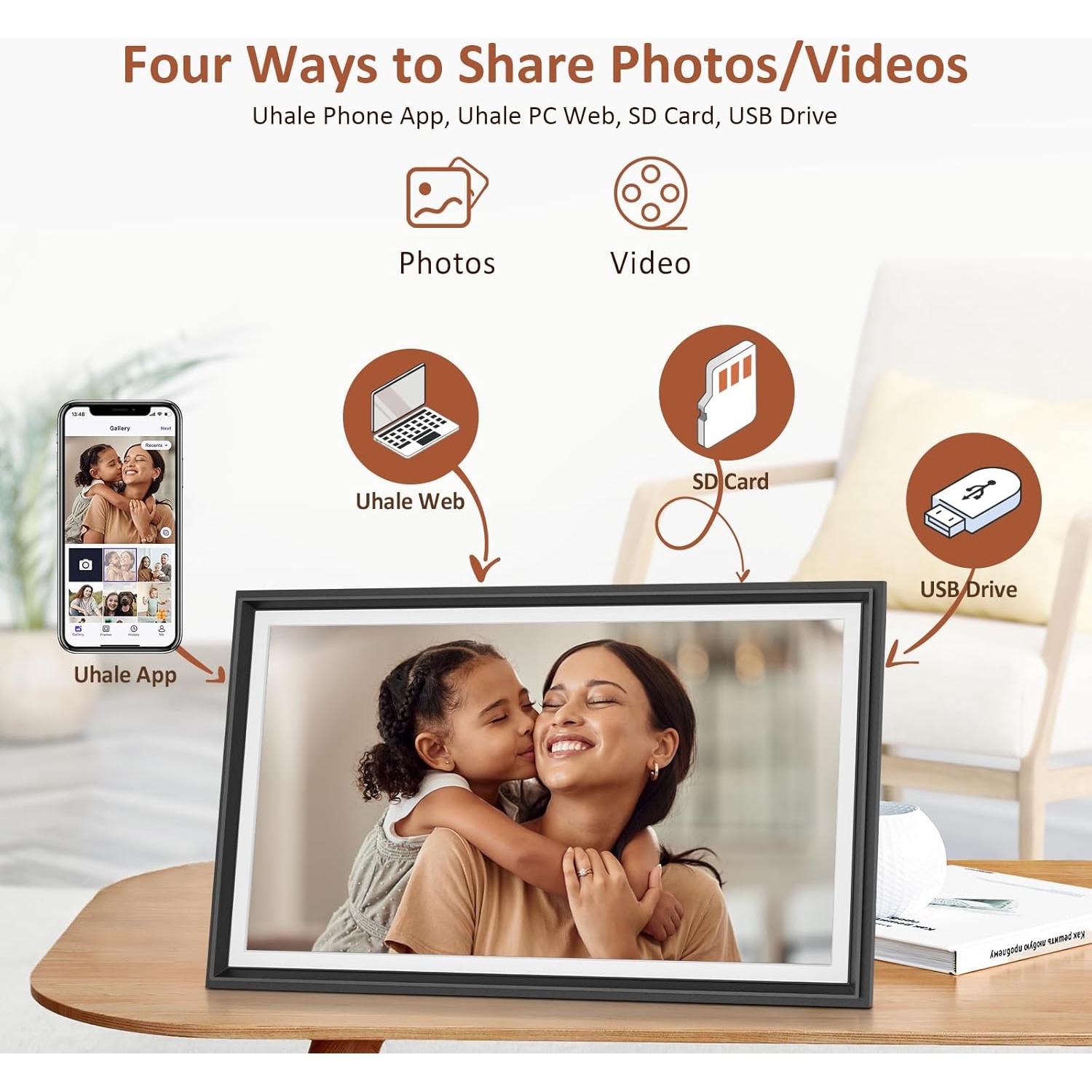 Marco de fotos digital LIVINGPAI 16" táctil 32GB WiFi