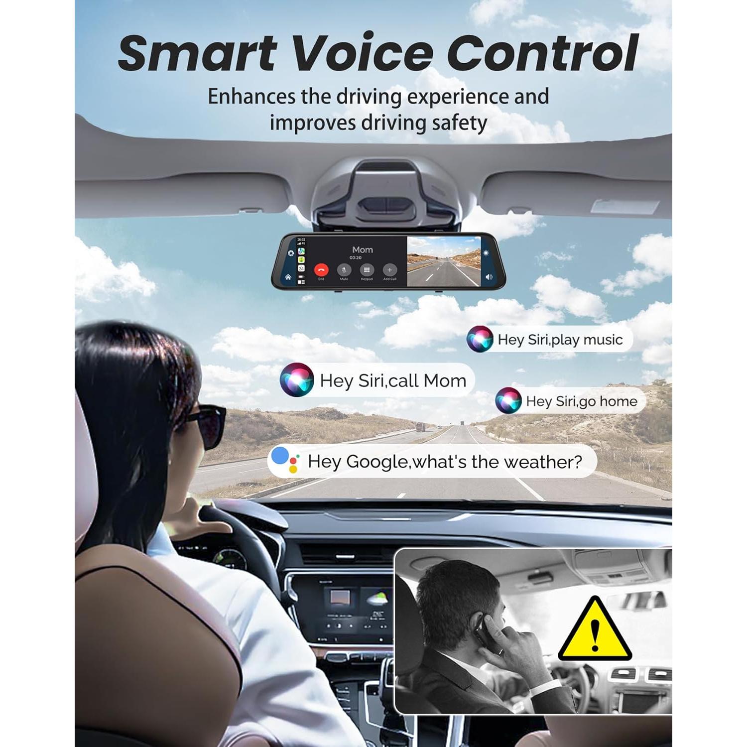 Cámara de Espejo Retrovisor 4K KOUENOM 12" con Carplay