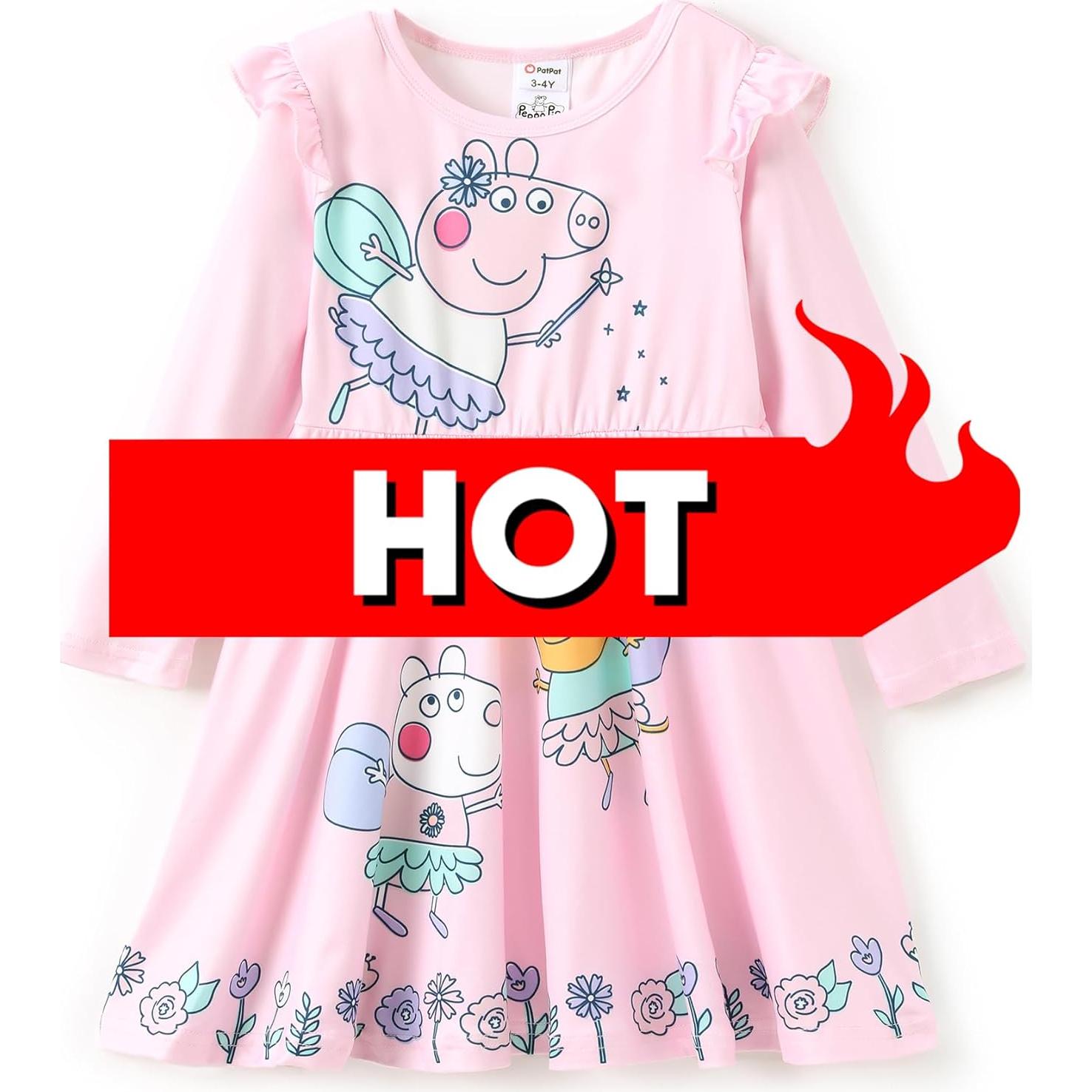 Vestido sin mangas Peppa Pig para niñas 2T rosa con mariposas