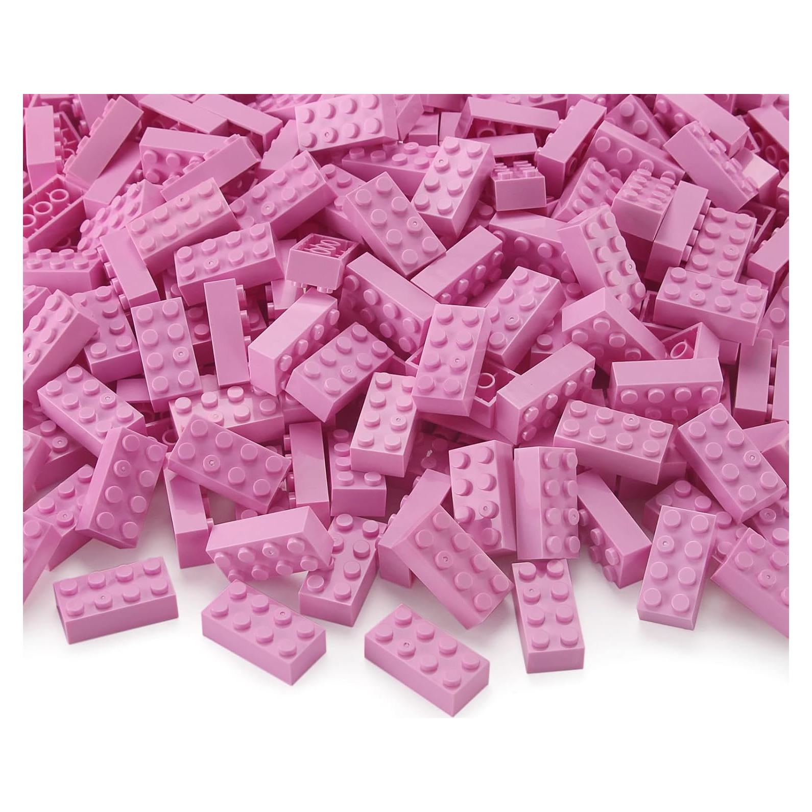 Feleph Ladrillos 2x4 Rosa Brillante 320 Piezas Juguete