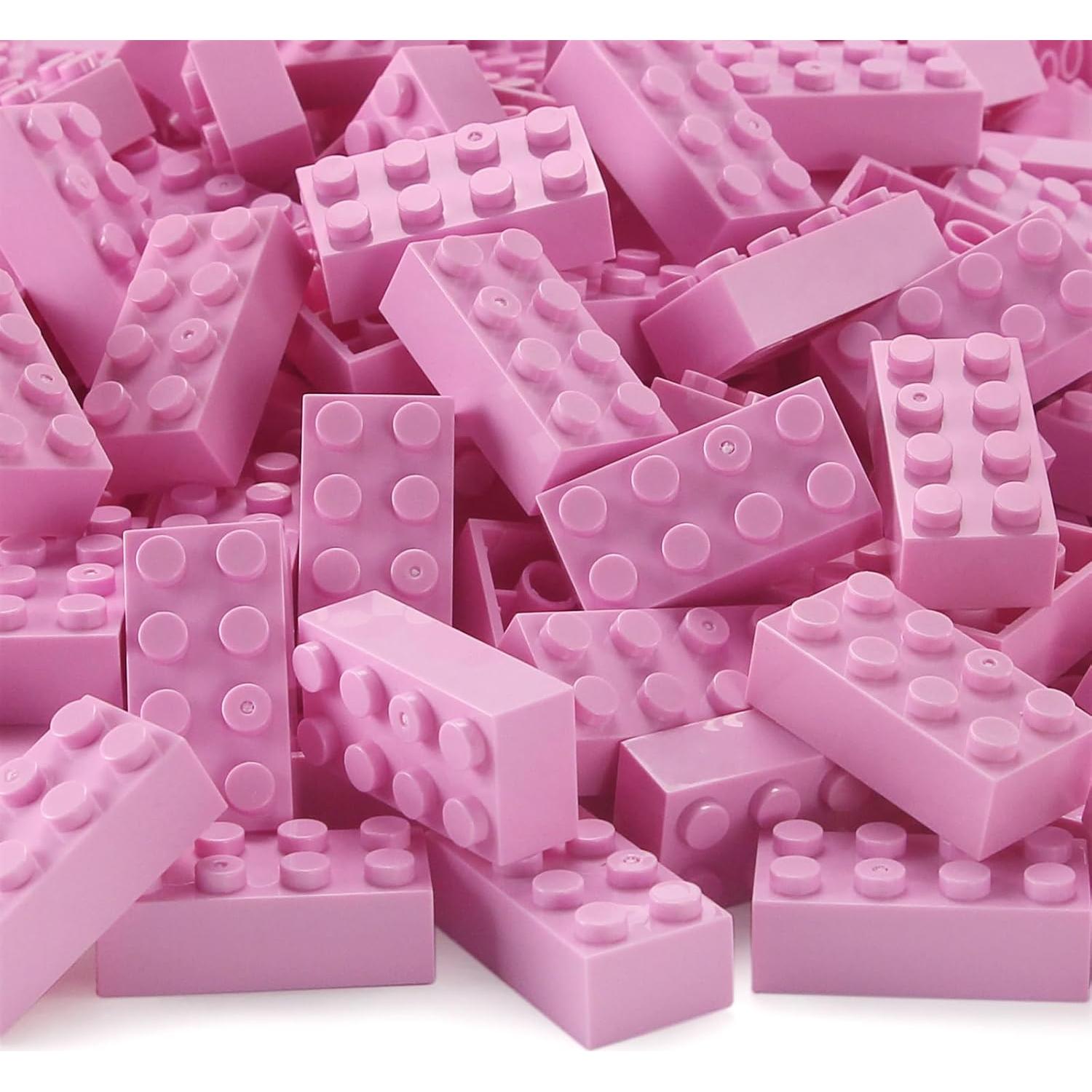 Feleph Ladrillos 2x4 Rosa Brillante 320 Piezas Juguete