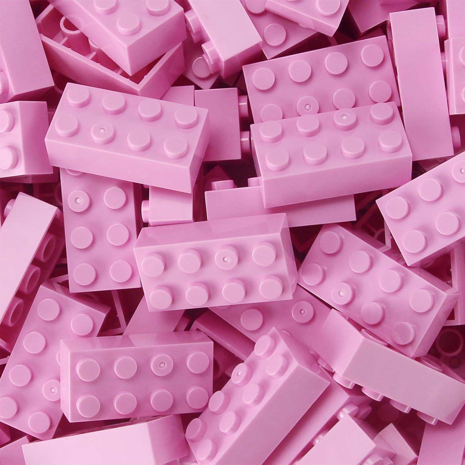 Feleph Ladrillos 2x4 Rosa Brillante 320 Piezas Juguete