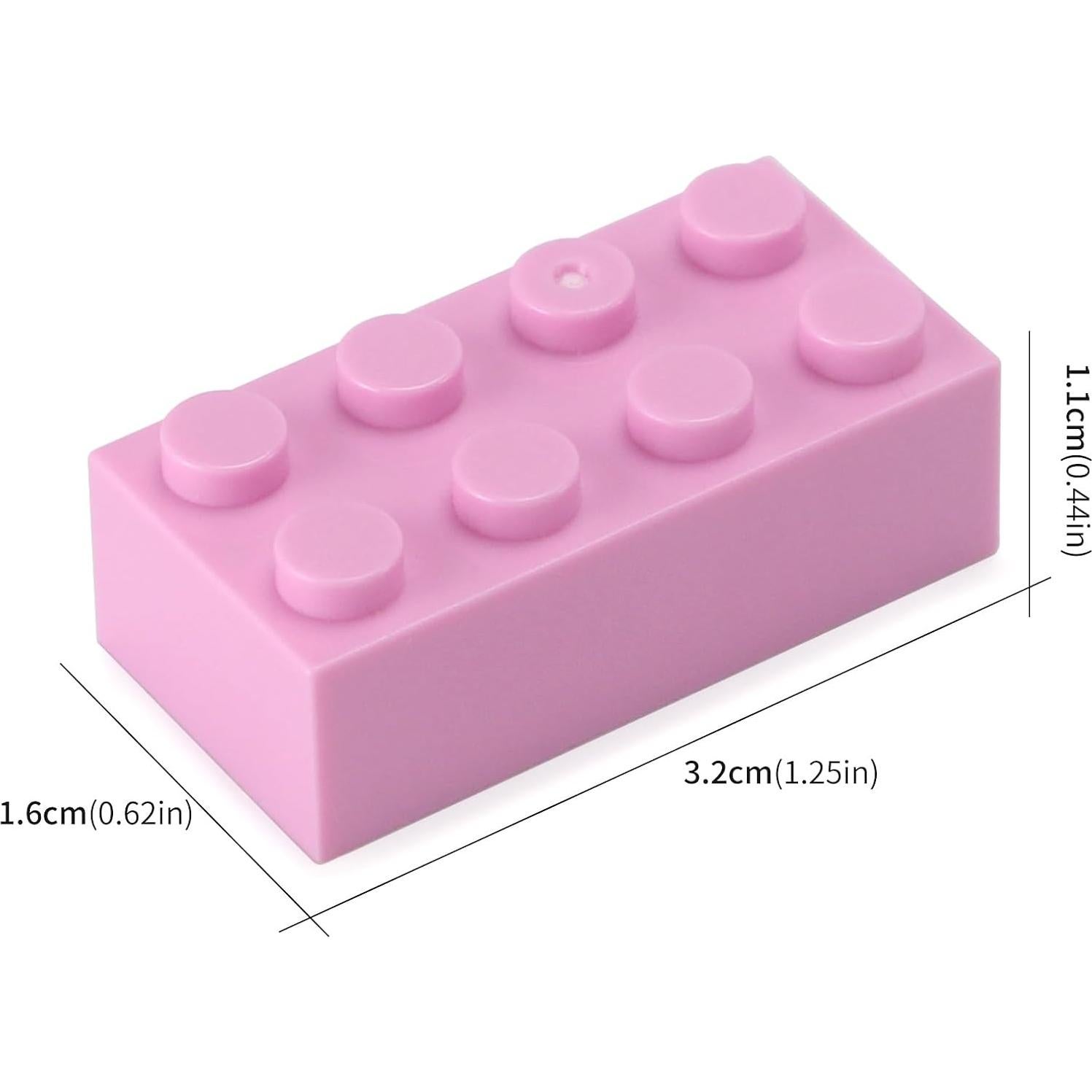 Feleph Ladrillos 2x4 Rosa Brillante 320 Piezas Juguete