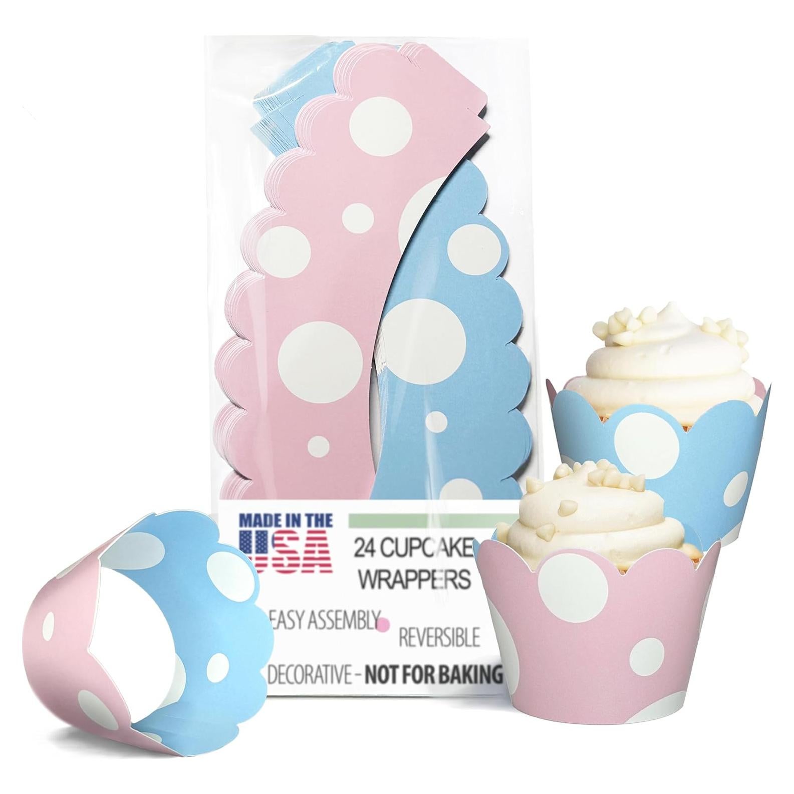 Fundas para Cupcake Confetti Couture Rosa y Azul 24 Pzas