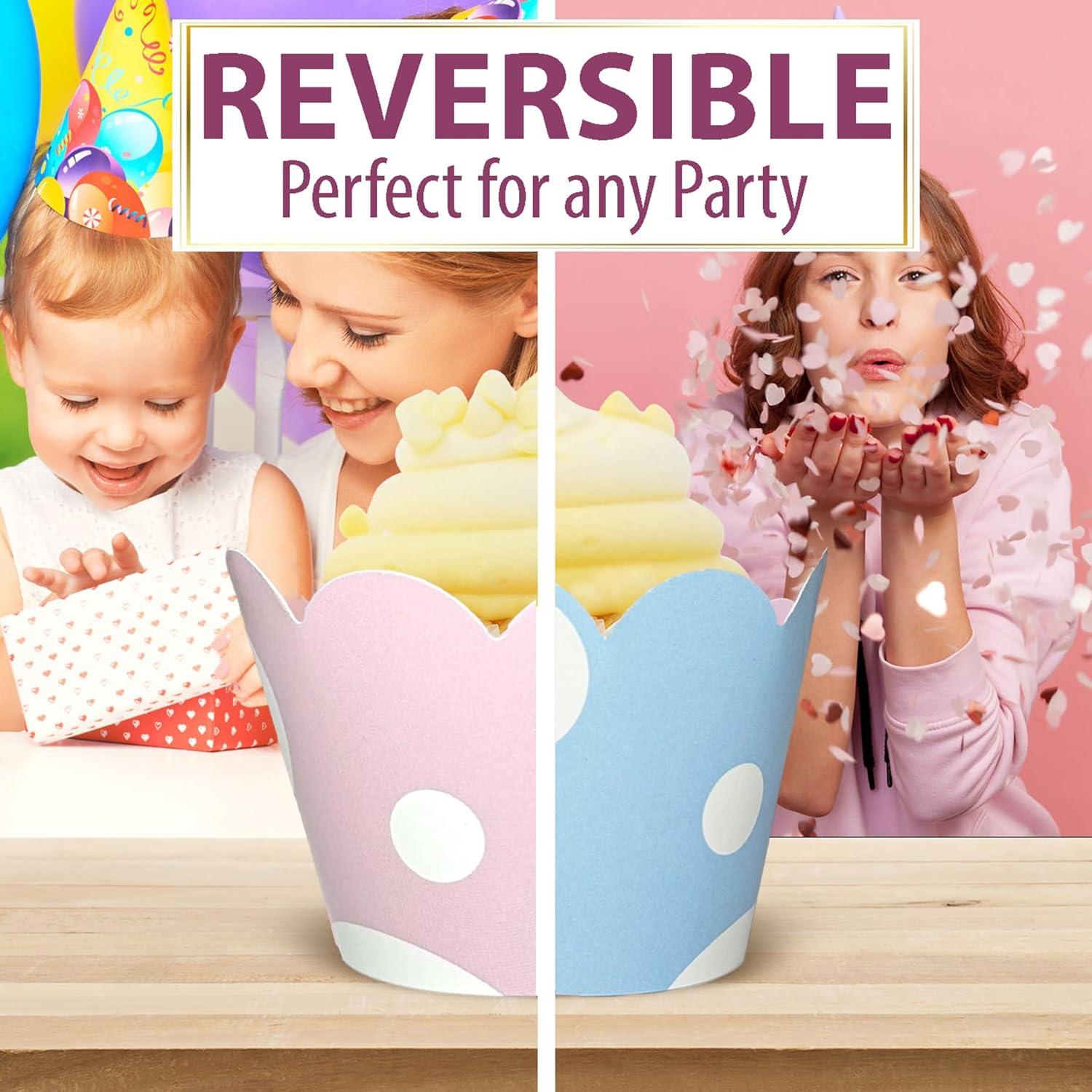 Fundas para Cupcake Confetti Couture Rosa y Azul 24 Pzas