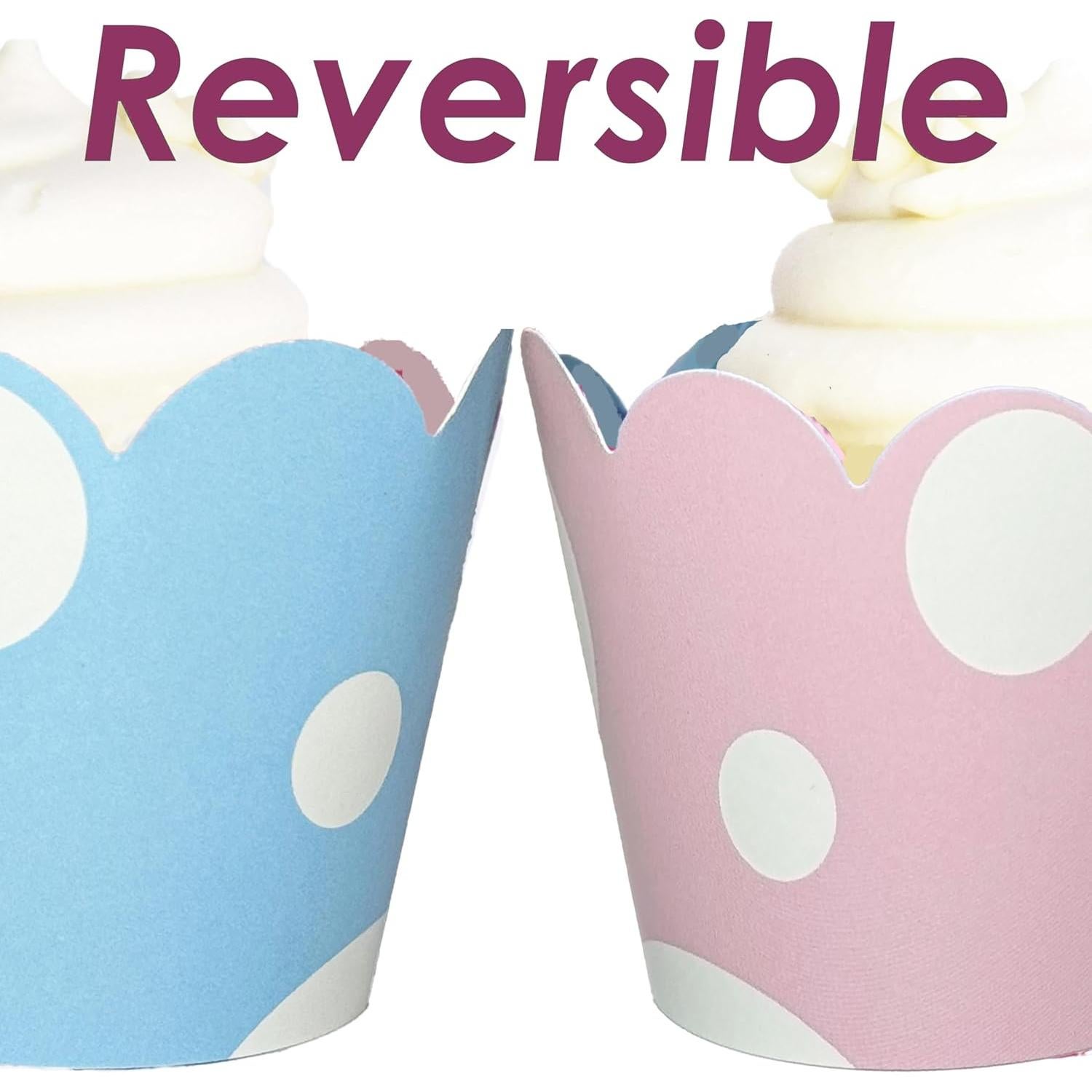 Fundas para Cupcake Confetti Couture Rosa y Azul 24 Pzas