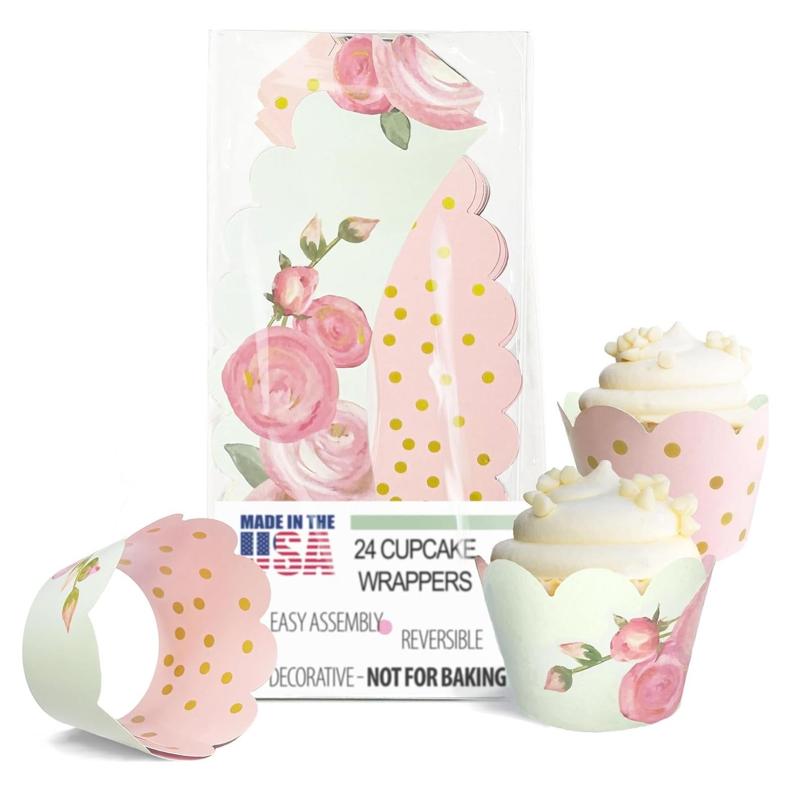 Fundas para Cupcake Confetti Couture Rosa Floral 24 Pzas