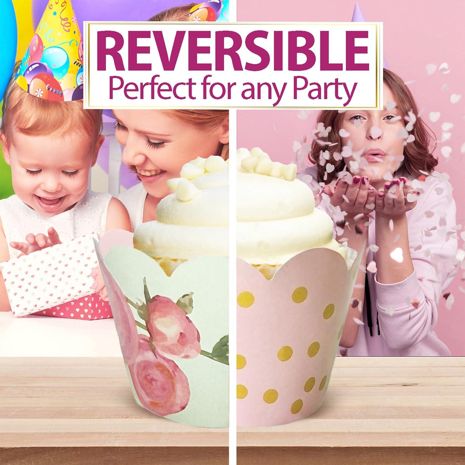 Fundas para Cupcake Confetti Couture Rosa Floral 24 Pzas