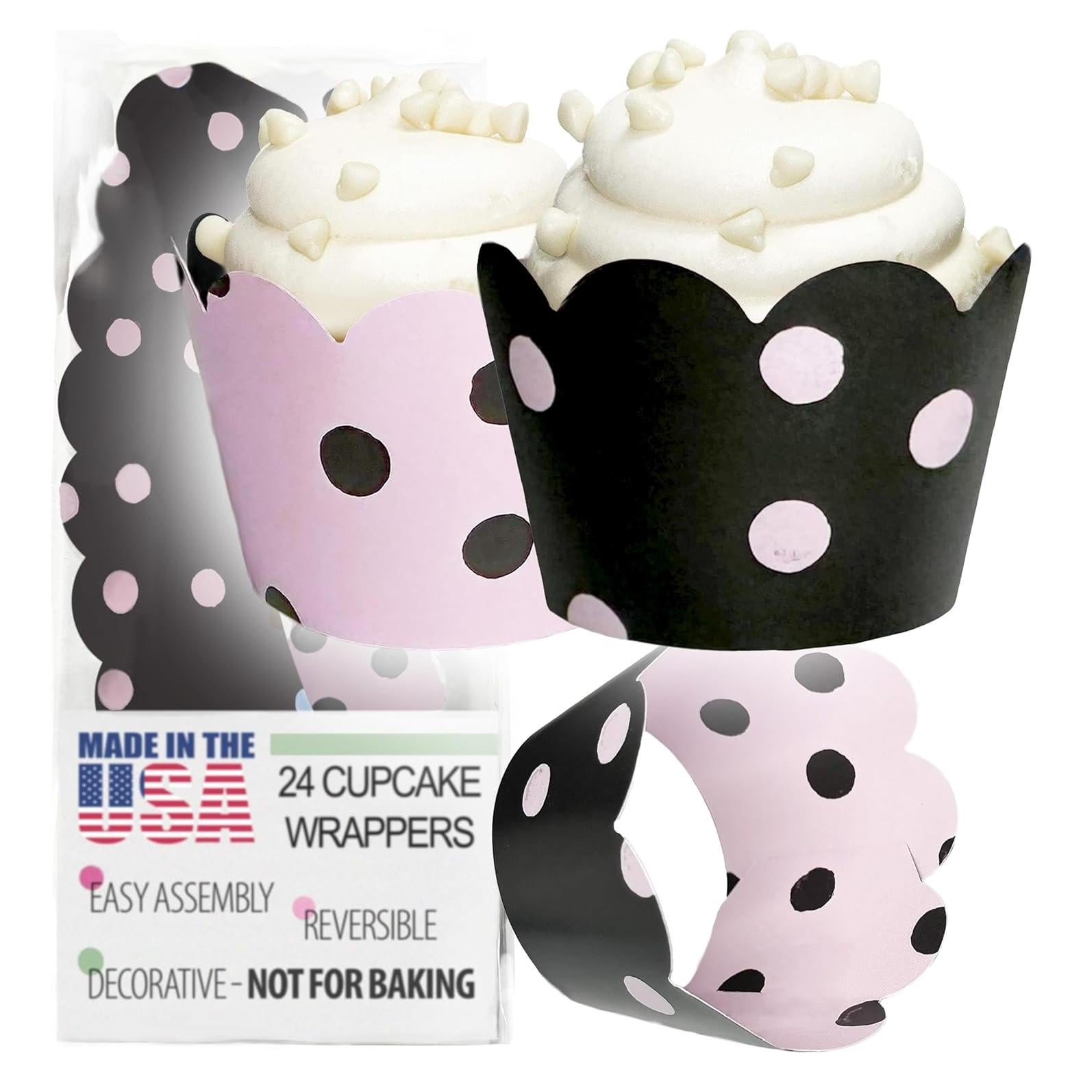 Fundas para Cupcake Confetti Couture 24 Piezas Rosa y Negro