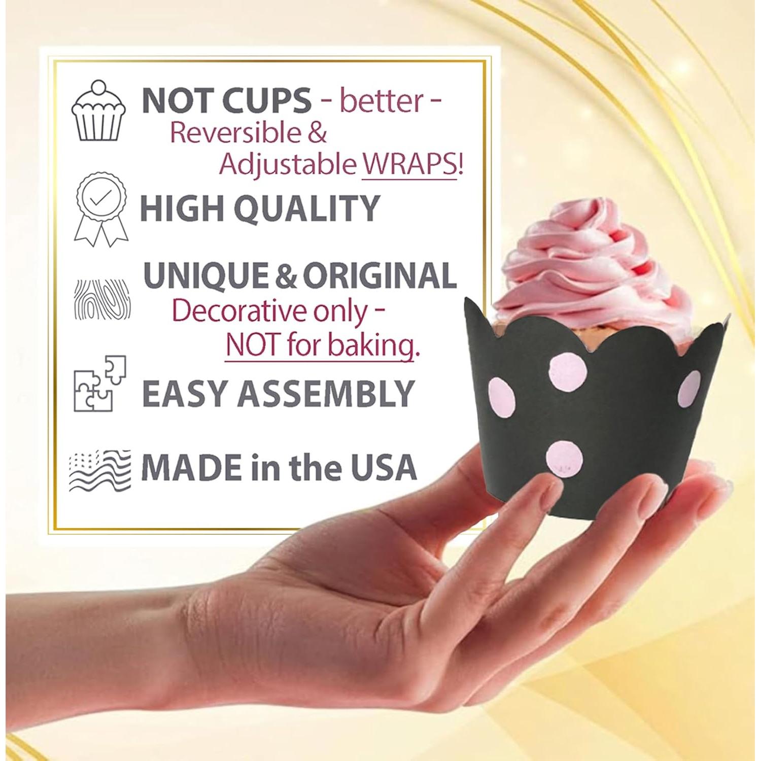 Fundas para Cupcake Confetti Couture 24 Piezas Rosa y Negro